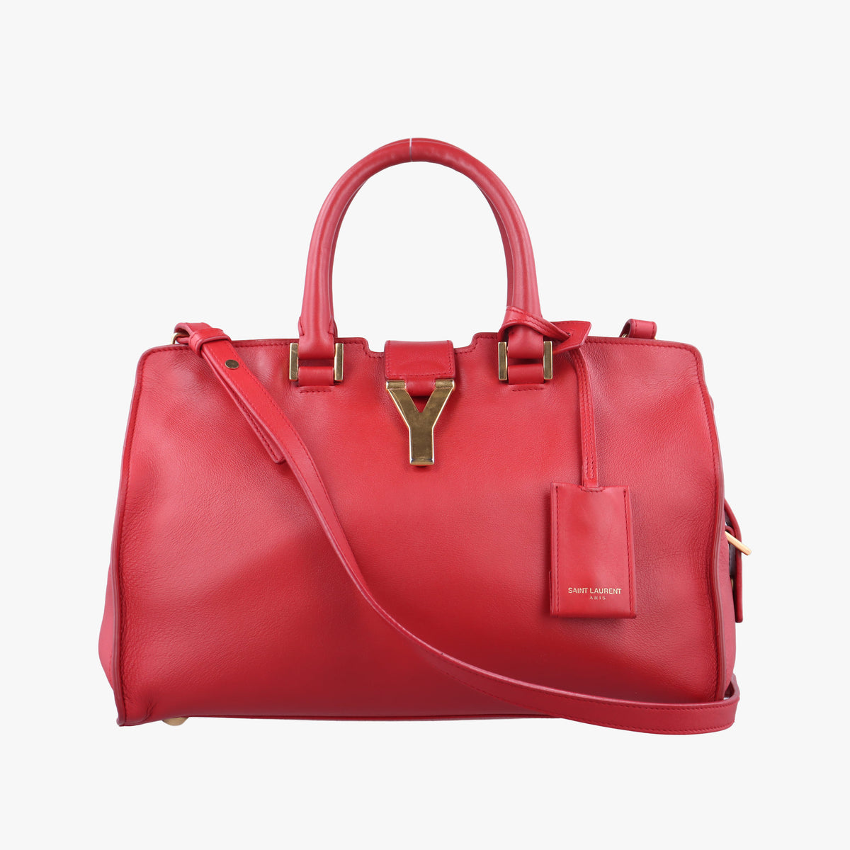 Pre-owned Yves Saint Laurent Y Ligne Petit Cabas Red Leather 311210 shoulderbag | stylenewstar