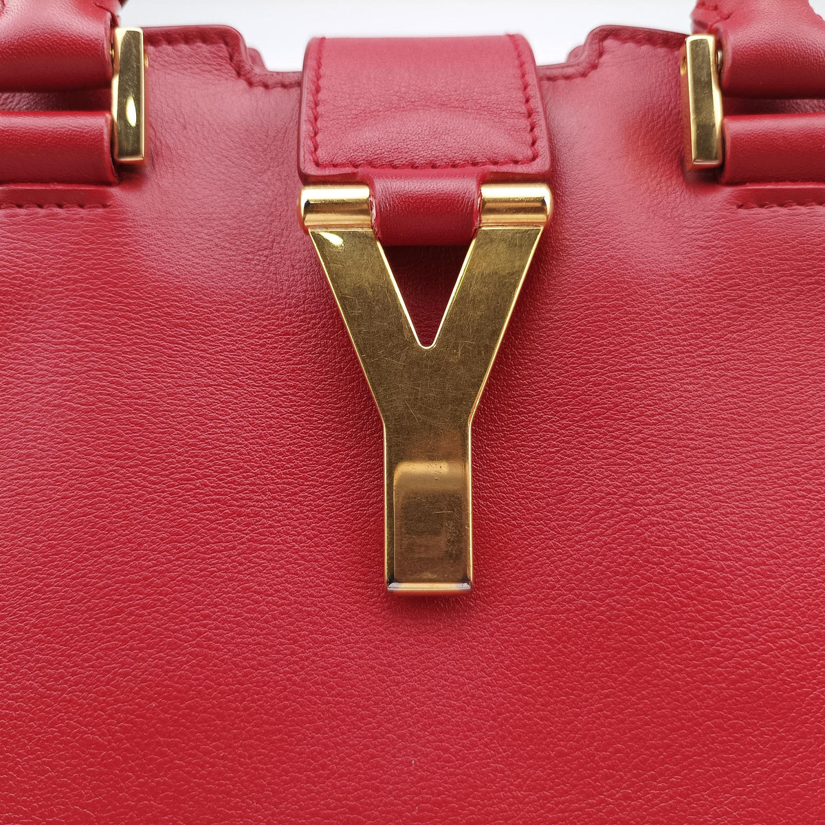 Pre-owned Yves Saint Laurent Y Ligne Petit Cabas Red Leather 311210 shoulderbag | stylenewstar