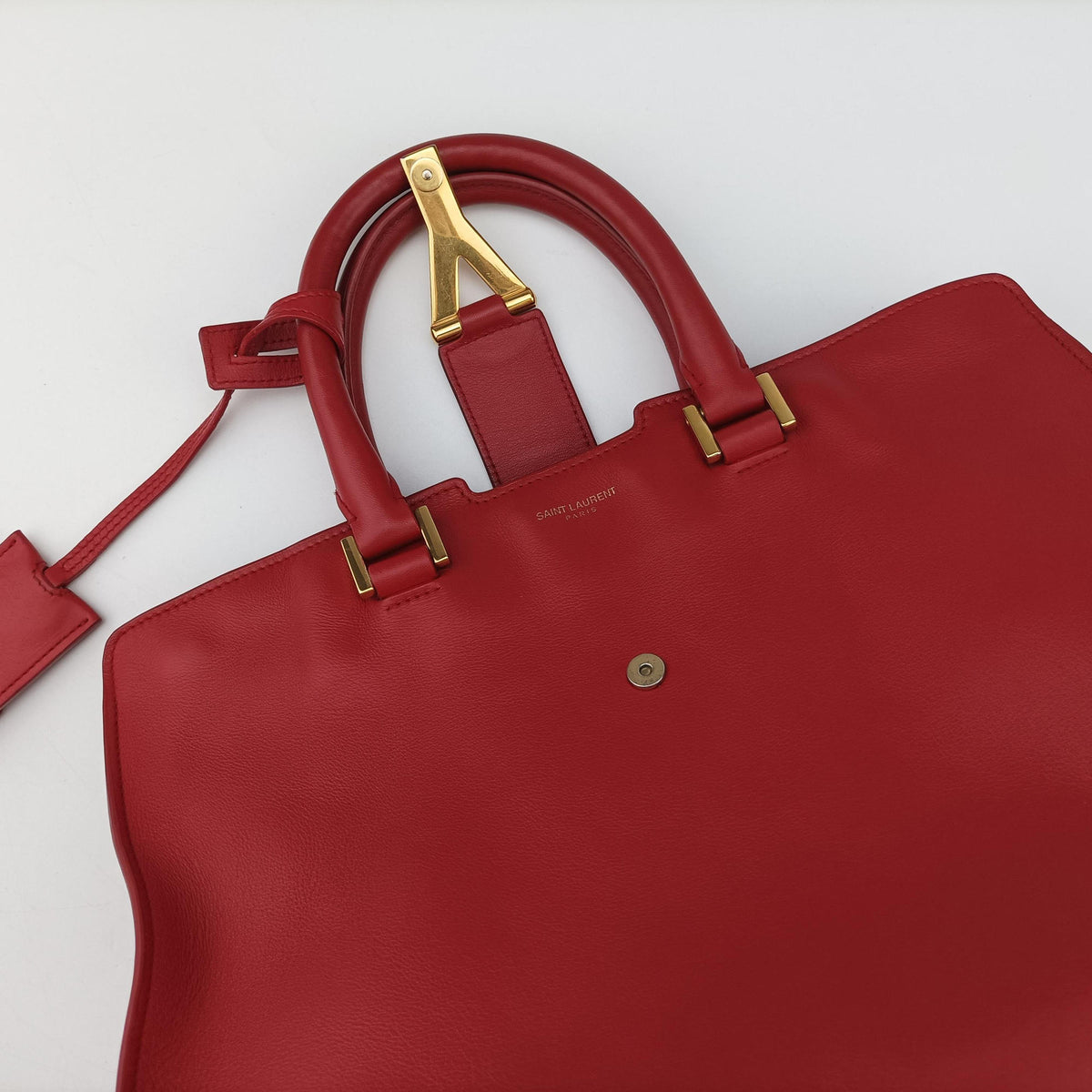 Pre-owned Yves Saint Laurent Y Ligne Petit Cabas Red Leather 311210 shoulderbag | stylenewstar