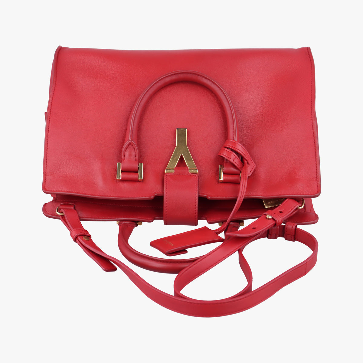Pre-owned Yves Saint Laurent Y Ligne Petit Cabas Red Leather 311210 shoulderbag | stylenewstar