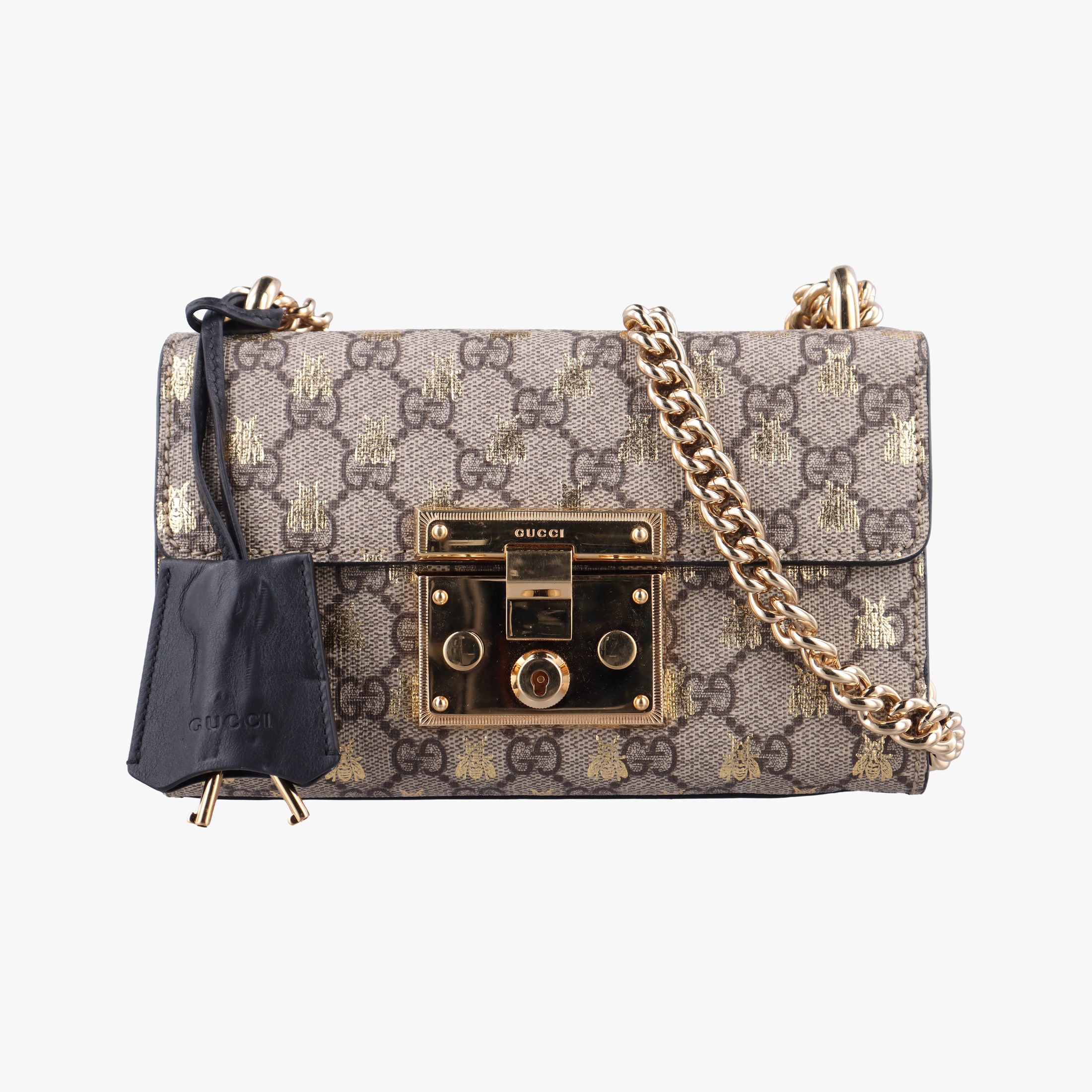 Pre-owned Gucci Padlock Brown PVC coated canvas×leather 409487 shoulderbag | stylenewstar