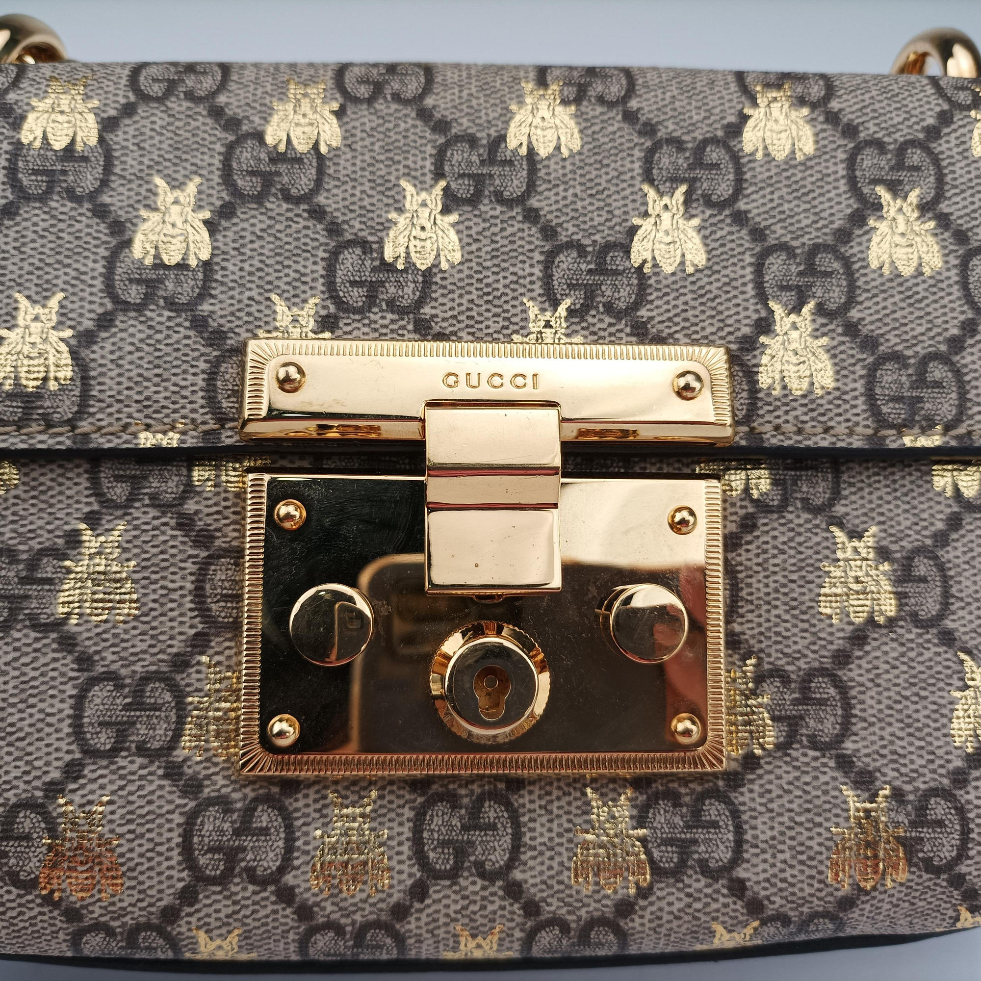 Pre-owned Gucci Padlock Brown PVC coated canvas×leather 409487 shoulderbag | stylenewstar