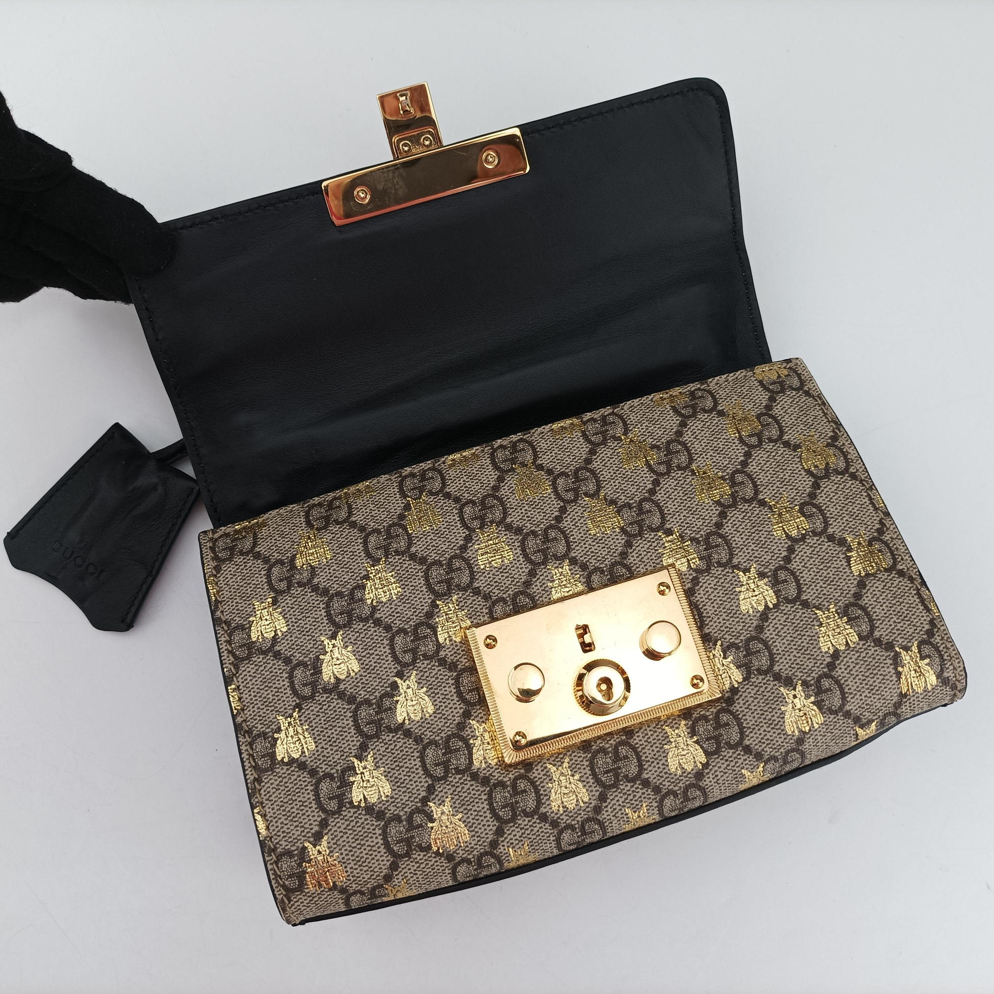 Pre-owned Gucci Padlock Brown PVC coated canvas×leather 409487 shoulderbag | stylenewstar