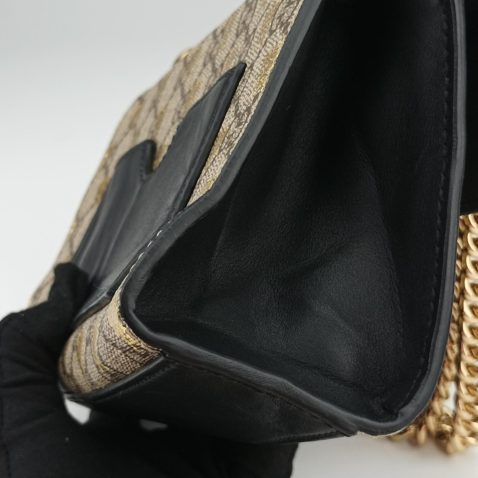 Pre-owned Gucci Padlock Brown PVC coated canvas×leather 409487 shoulderbag | stylenewstar