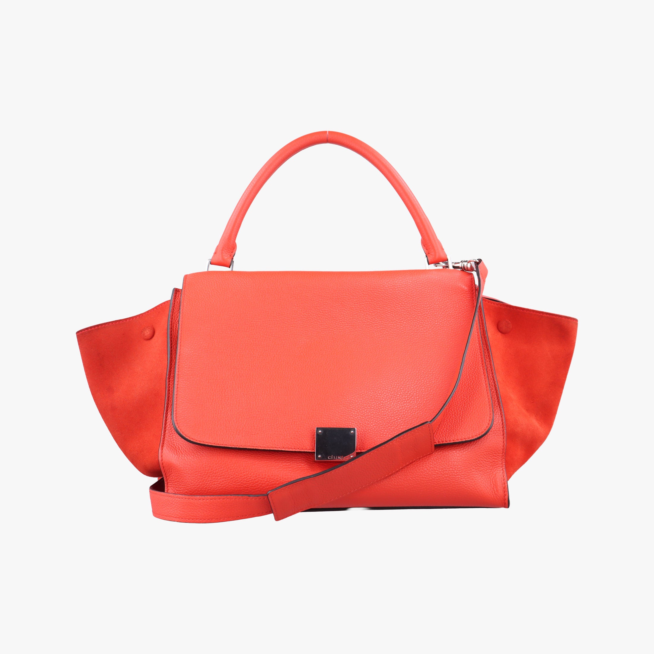 Secondhand Celine Trapeze Orange Suede×leather  shoulderbag | stylenewstar
