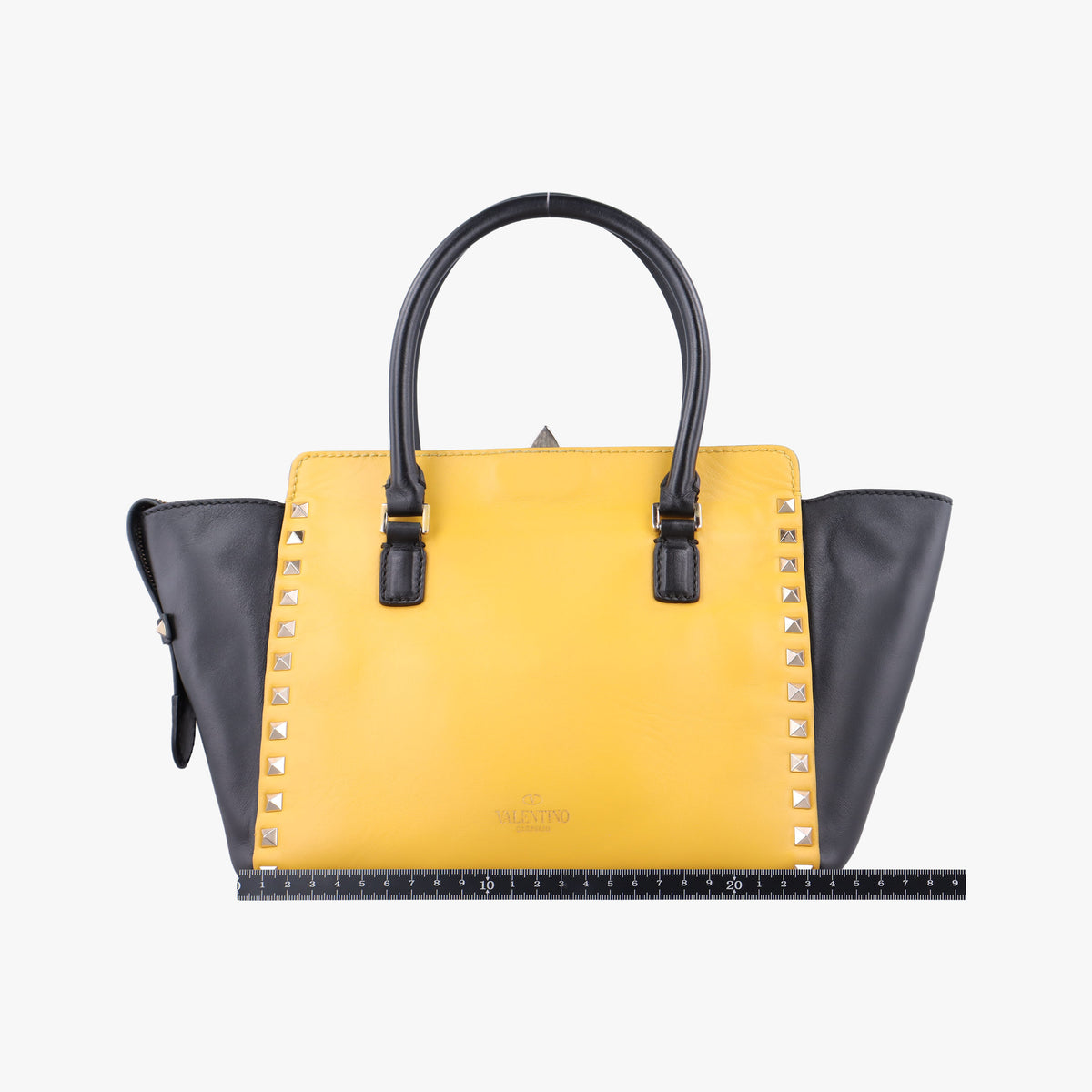 Vintage Valentino Rockstud Yellow × Black Leather  shoulderbag | stylenewstar
