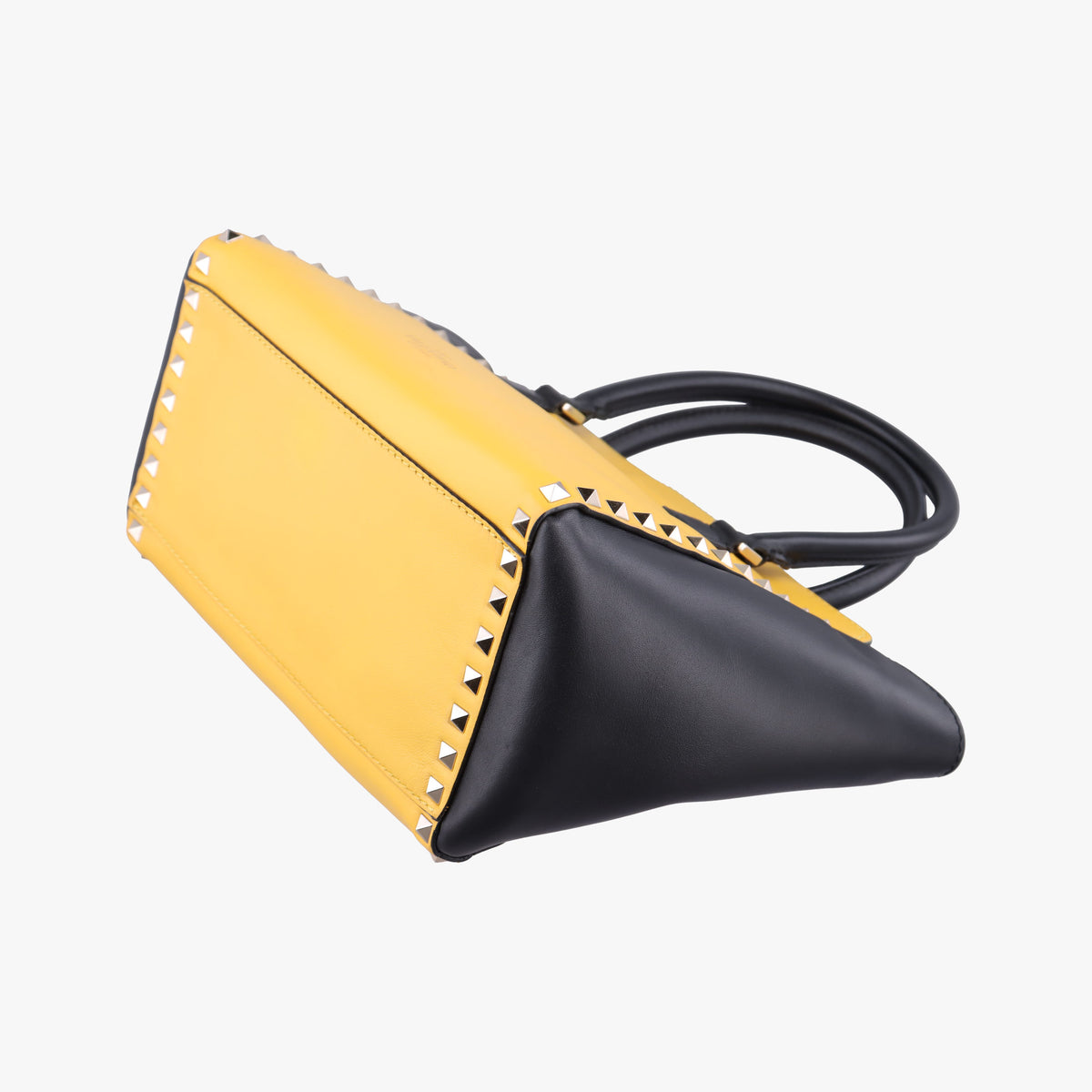 Vintage Valentino Rockstud Yellow × Black Leather  shoulderbag | stylenewstar