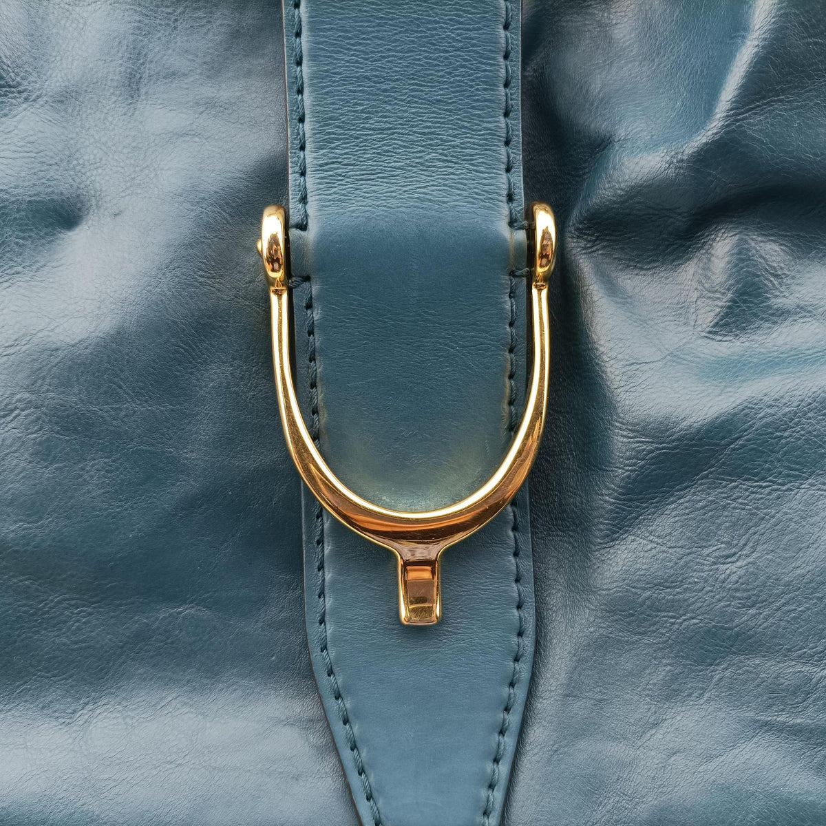 Pre-owned Gucci Soft Stirrup Blue Leather 296856 shoulderbag | stylenewstar