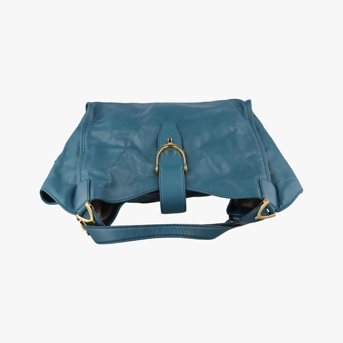 Pre-owned Gucci Soft Stirrup Blue Leather 296856 shoulderbag | stylenewstar