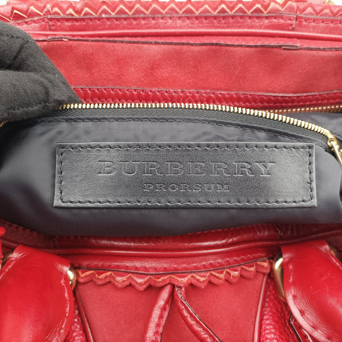 Pre-owned Burberry Prorsum Shrimpton Tassel Red Grained Calfskin × Suede  handbag | stylenewstar