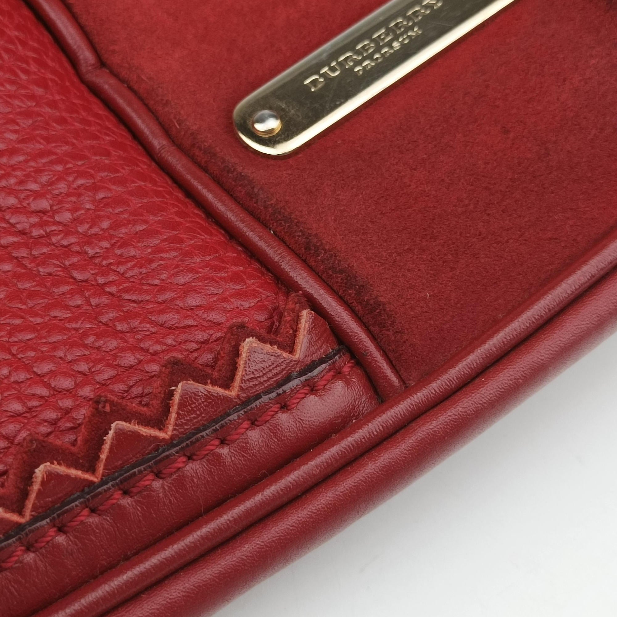 Pre-owned Burberry Prorsum Shrimpton Tassel Red Grained Calfskin × Suede  handbag | stylenewstar