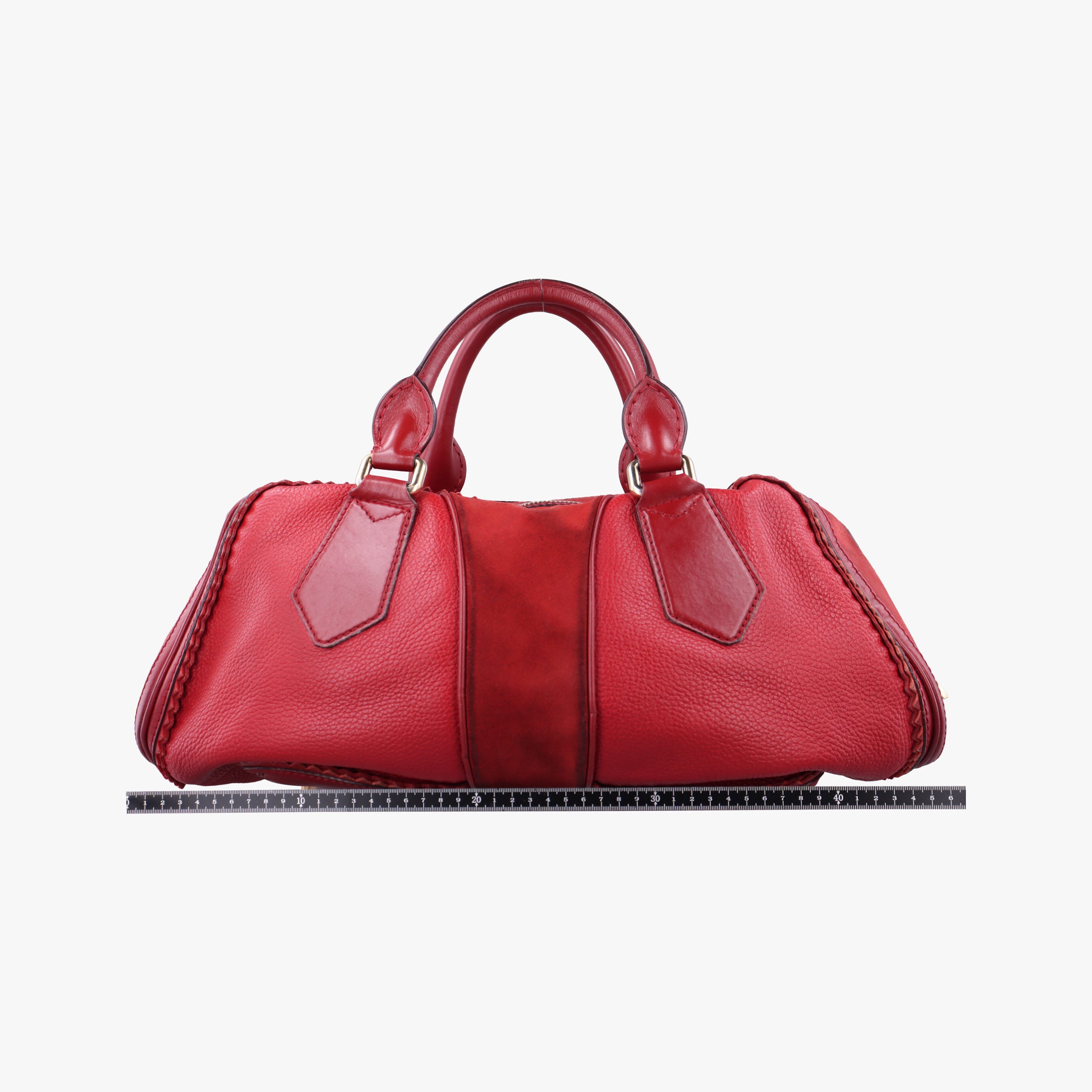 Pre-owned Burberry Prorsum Shrimpton Tassel Red Grained Calfskin × Suede  handbag | stylenewstar