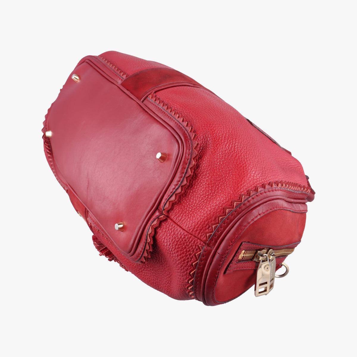 Pre-owned Burberry Prorsum Shrimpton Tassel Red Grained Calfskin × Suede  handbag | stylenewstar