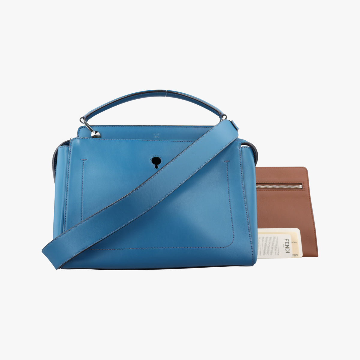 Pre-owned Fendi Dotcom Blue Leather 8BN293 shoulderbag | stylenewstar