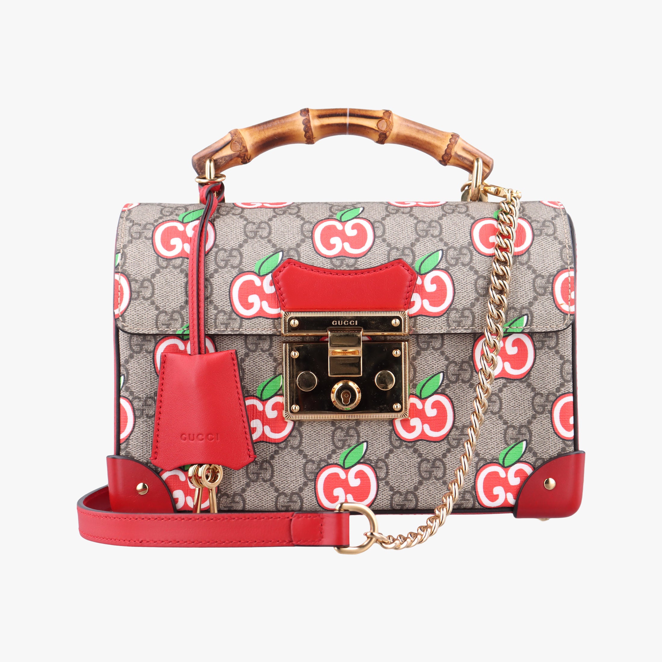 Secondhand Gucci GG flora Padlock Bamboo beige×red×multi PVC coated canvas×Leather 603221 shoulderbag | stylenewstar