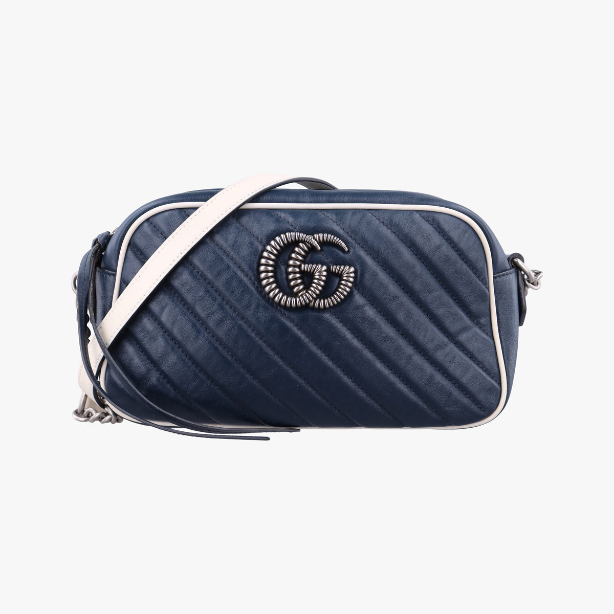 Pre-owned Gucci GG Marmont Blue Leather 447632 shoulderbag | stylenewstar