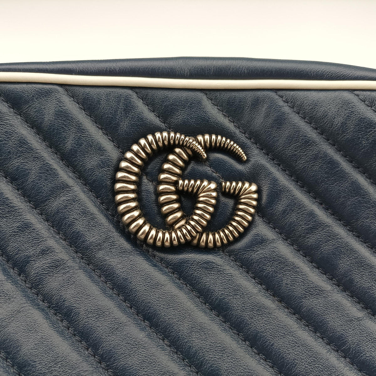 Pre-owned Gucci GG Marmont Blue Leather 447632 shoulderbag | stylenewstar