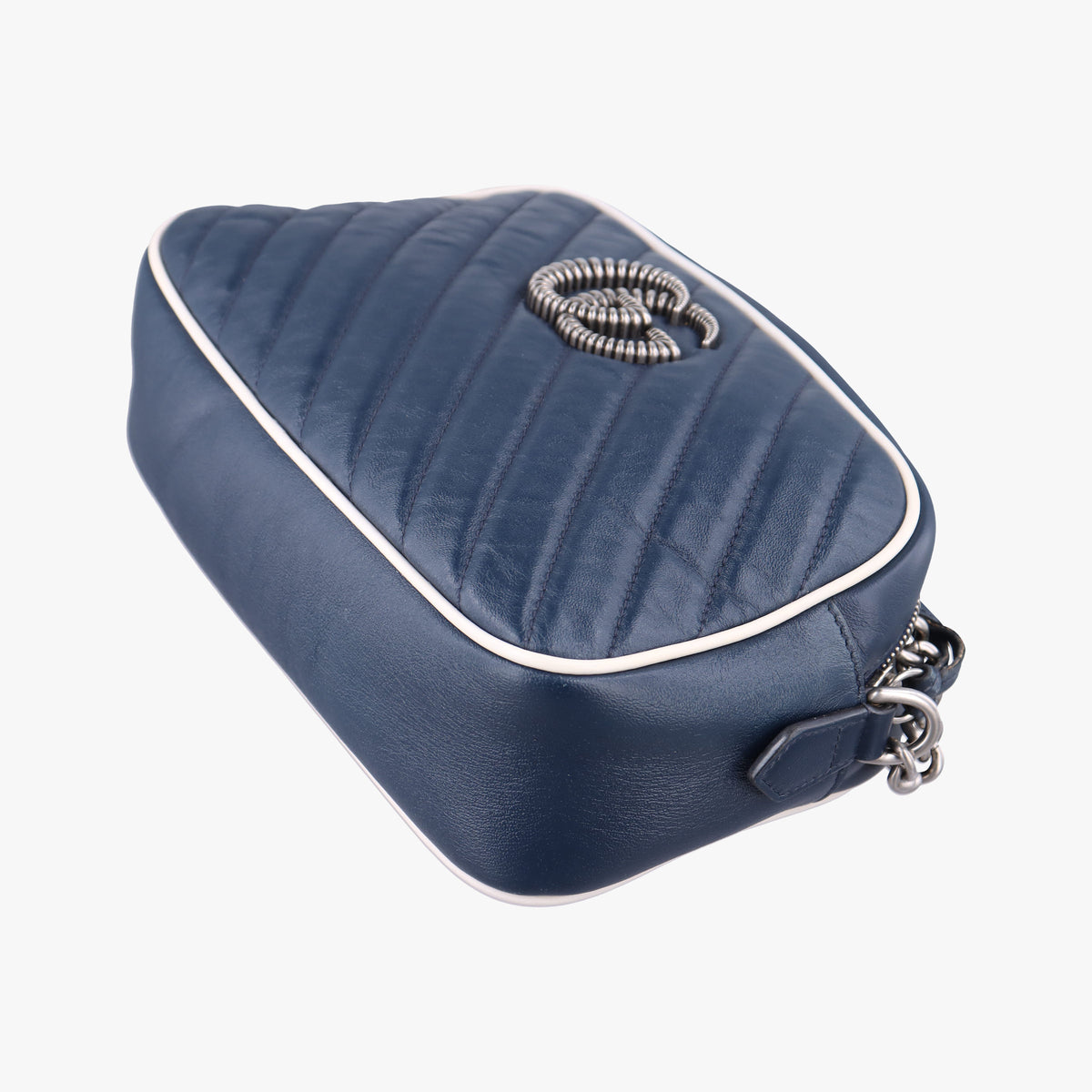 Pre-owned Gucci GG Marmont Blue Leather 447632 shoulderbag | stylenewstar