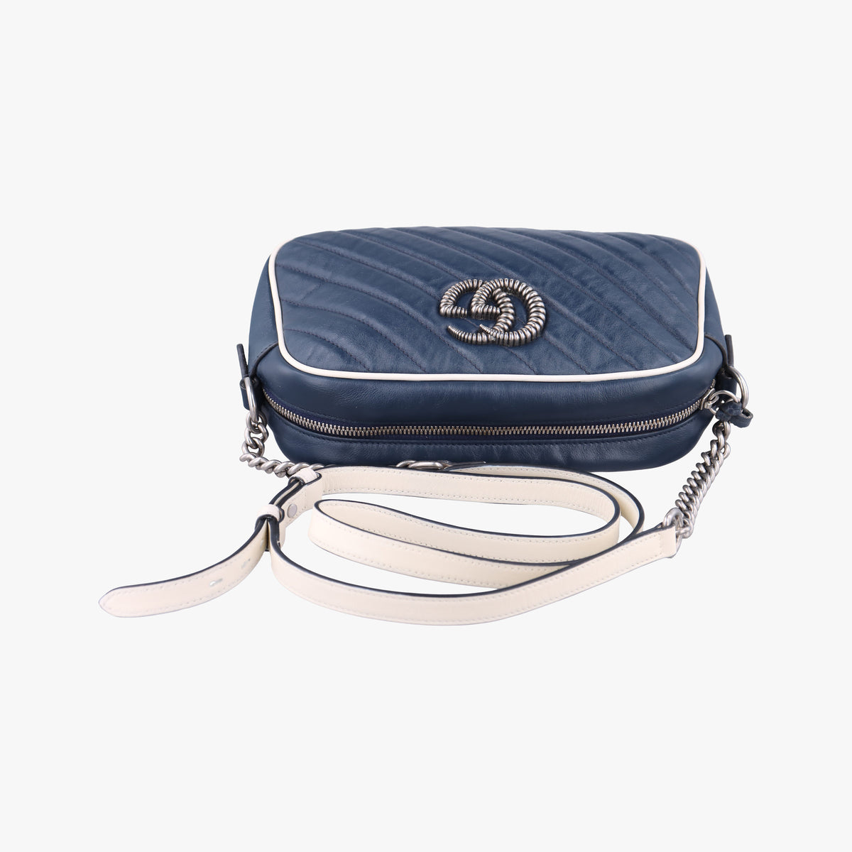 Pre-owned Gucci GG Marmont Blue Leather 447632 shoulderbag | stylenewstar