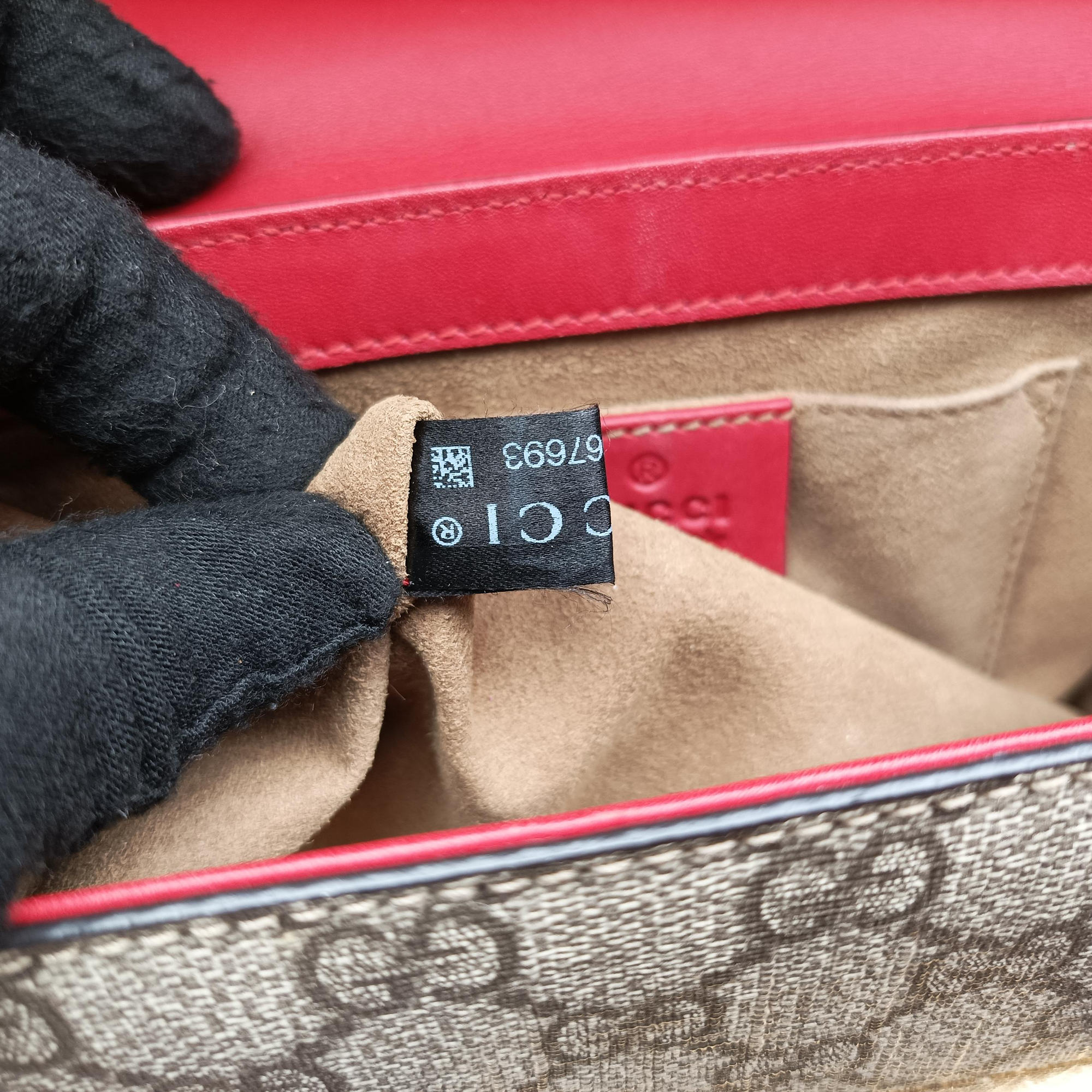 Pre-owned Gucci Padlock Beige×red×pink PVC coated canvas×Leather 409487 shoulderbag | stylenewstar