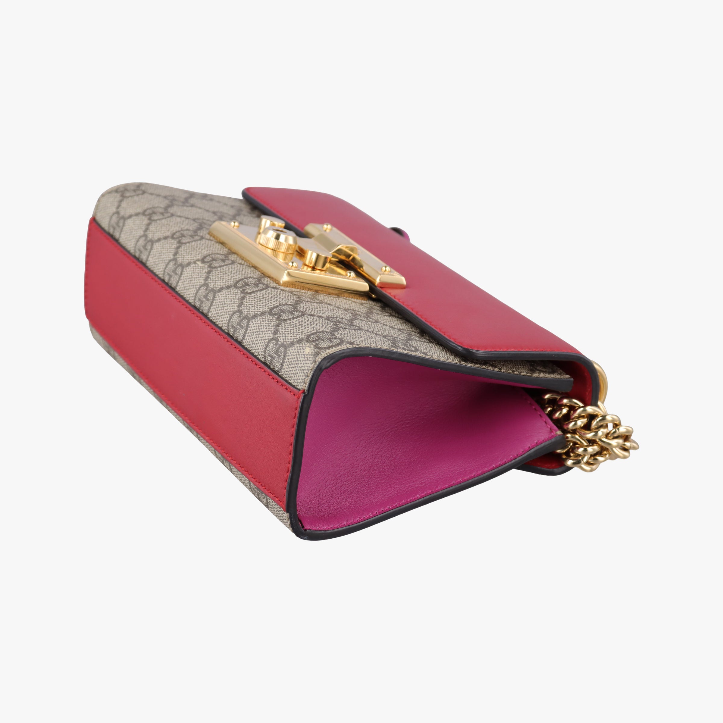 Pre-owned Gucci Padlock Beige×red×pink PVC coated canvas×Leather 409487 shoulderbag | stylenewstar