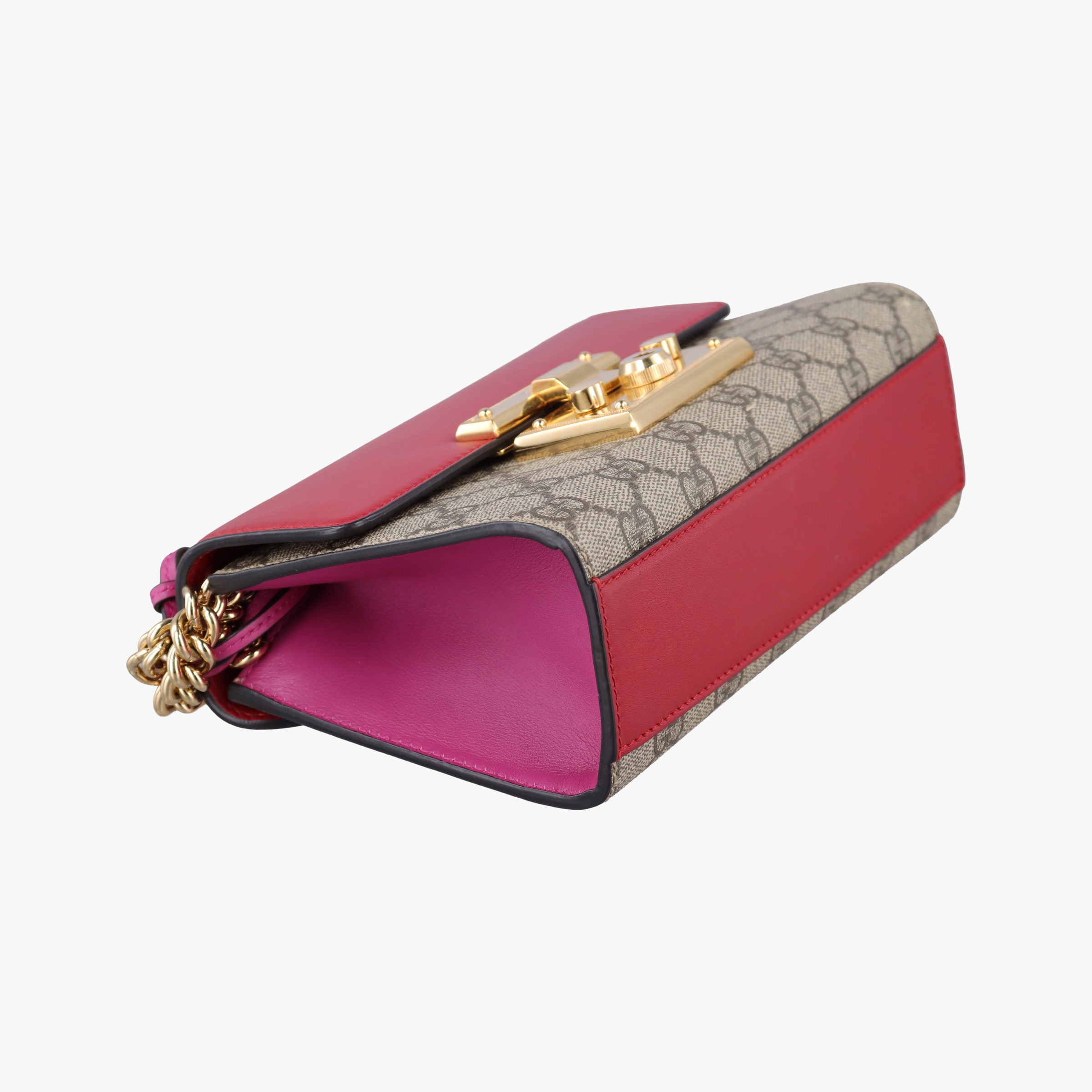Pre-owned Gucci Padlock Beige×red×pink PVC coated canvas×Leather 409487 shoulderbag | stylenewstar