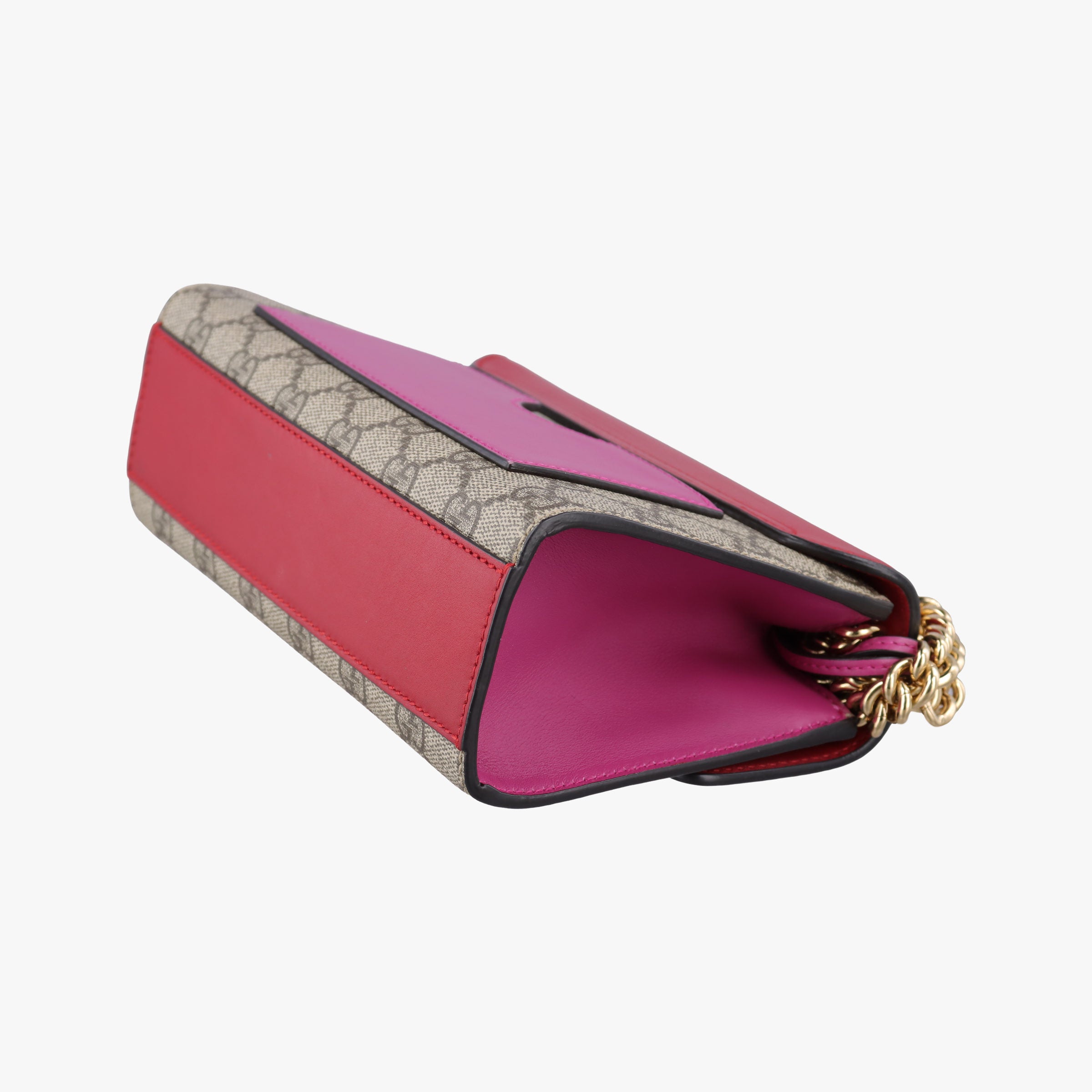 Pre-owned Gucci Padlock Beige×red×pink PVC coated canvas×Leather 409487 shoulderbag | stylenewstar