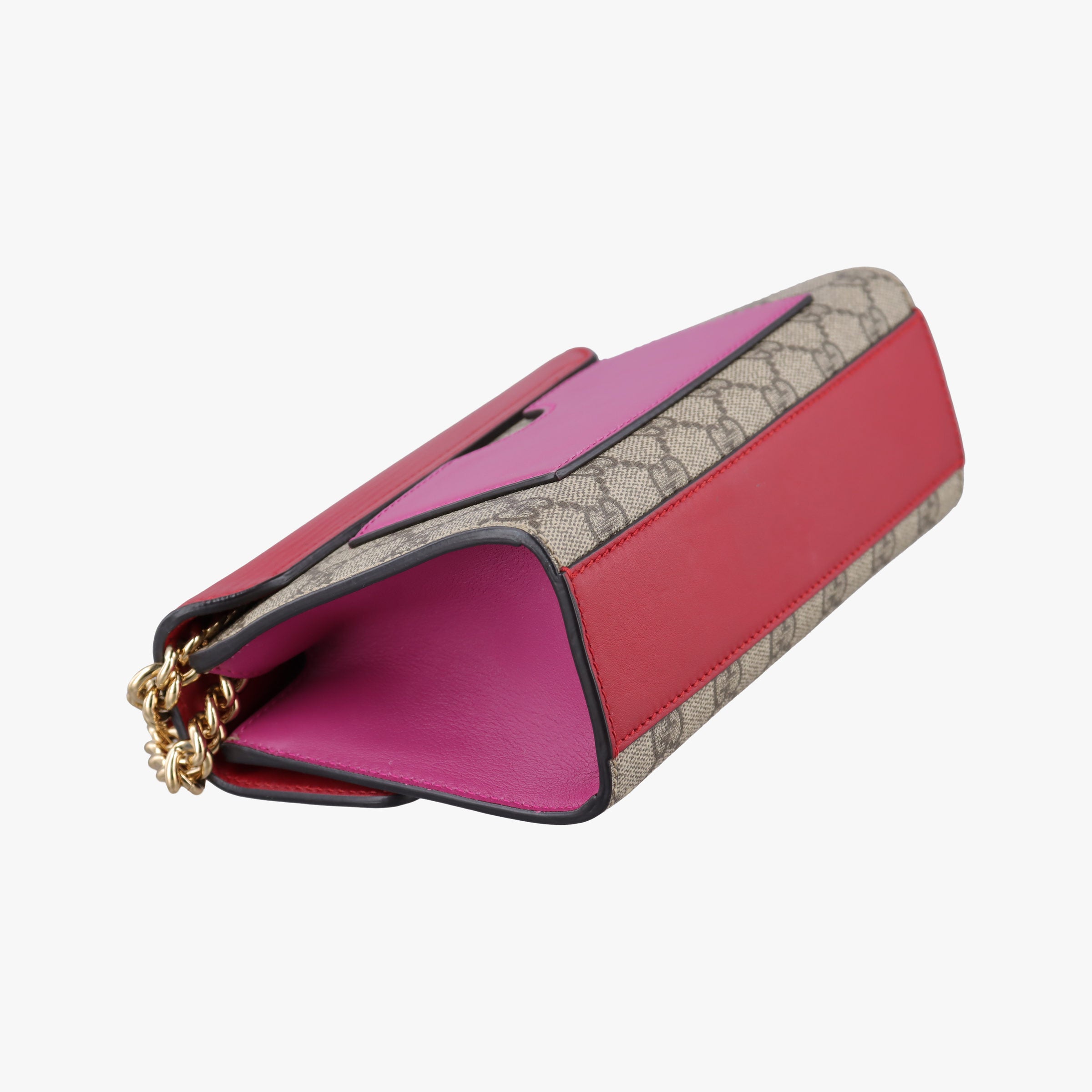 Pre-owned Gucci Padlock Beige×red×pink PVC coated canvas×Leather 409487 shoulderbag | stylenewstar