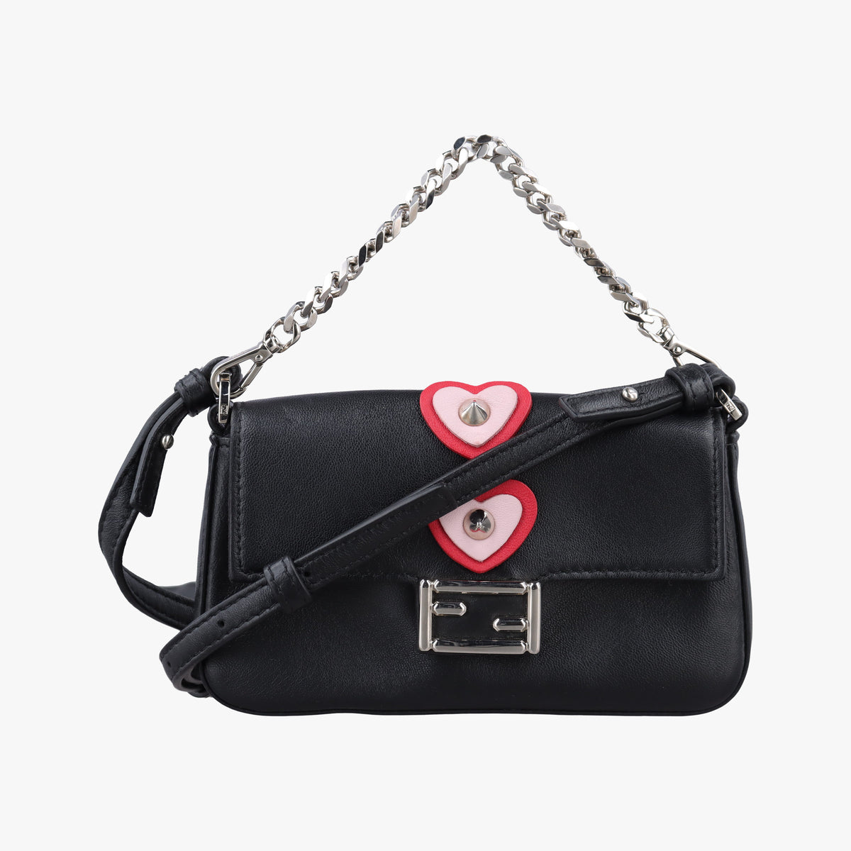Pre-owned Fendi Micro Baguette Black Nappa Leather  shoulderbag | stylenewstar