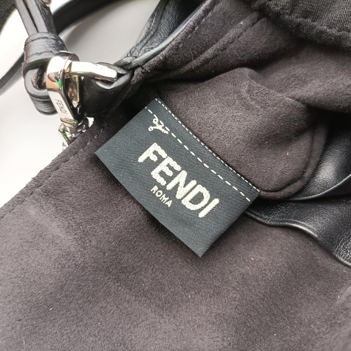 Pre-owned Fendi Micro Baguette Black Nappa Leather  shoulderbag | stylenewstar