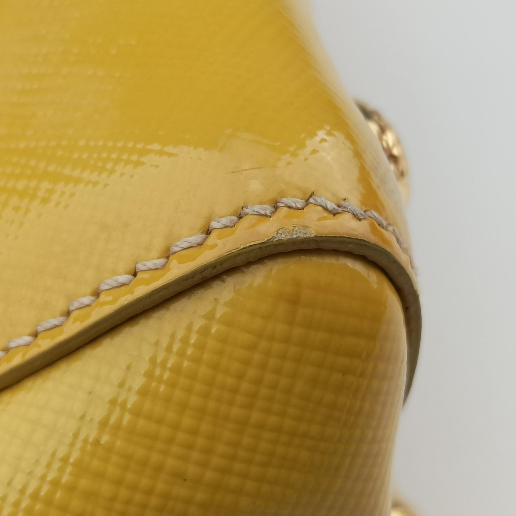 Pre-owned Prada Parabole Tote Yellow SAFFIANO Leather BN2411 shoulderbag | stylenewstar