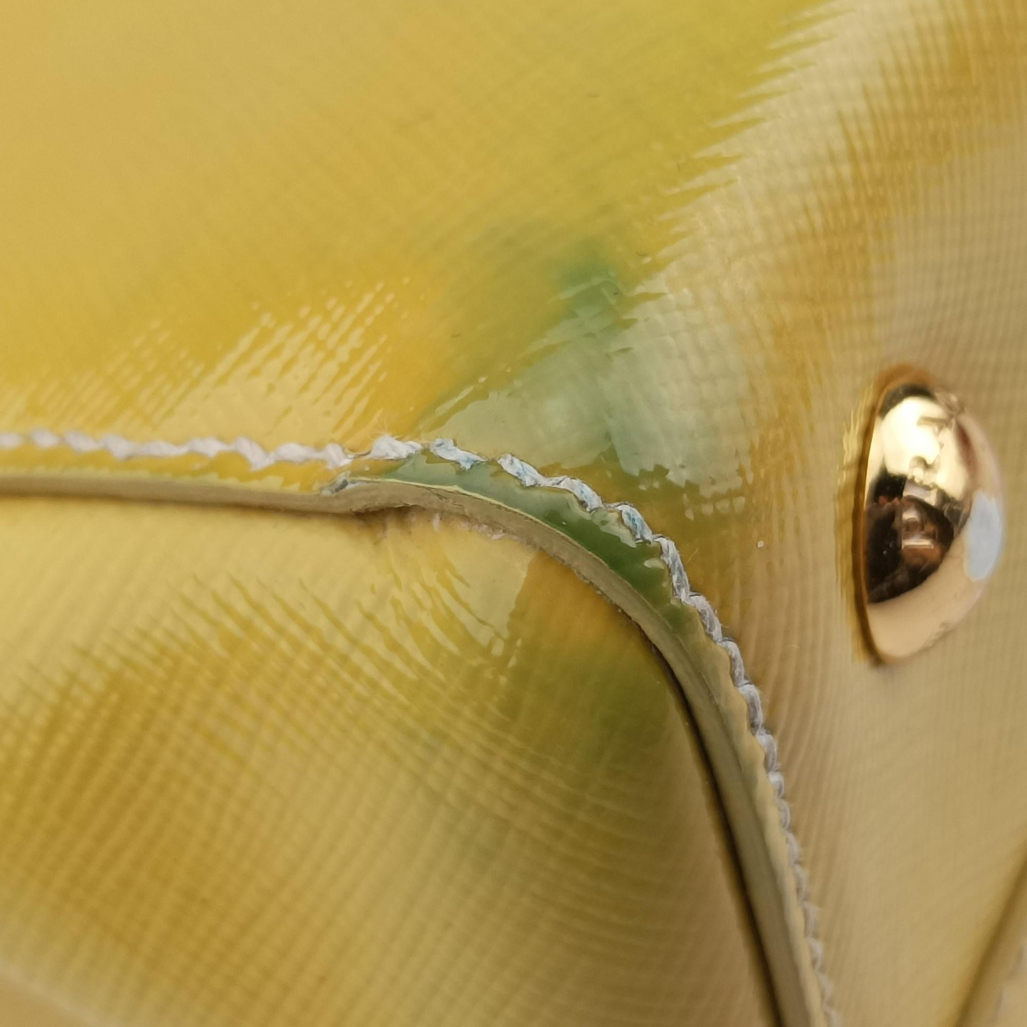 Pre-owned Prada Parabole Tote Yellow SAFFIANO Leather BN2411 shoulderbag | stylenewstar