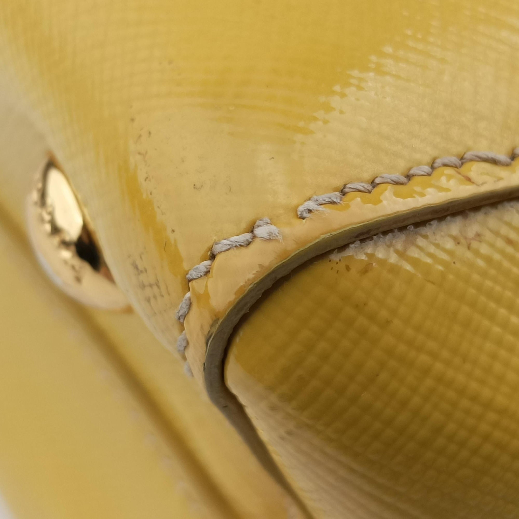Pre-owned Prada Parabole Tote Yellow SAFFIANO Leather BN2411 shoulderbag | stylenewstar