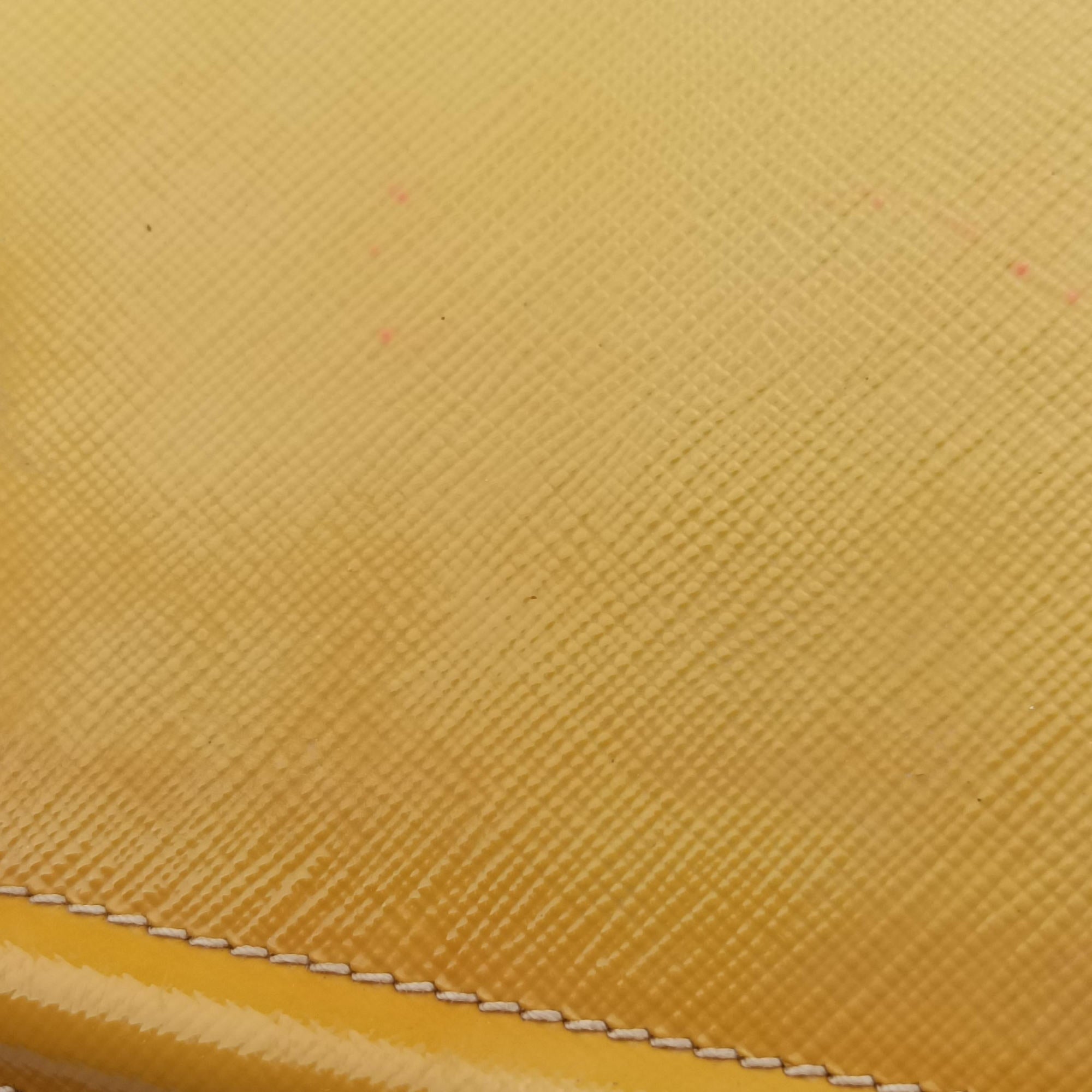 Pre-owned Prada Parabole Tote Yellow SAFFIANO Leather BN2411 shoulderbag | stylenewstar
