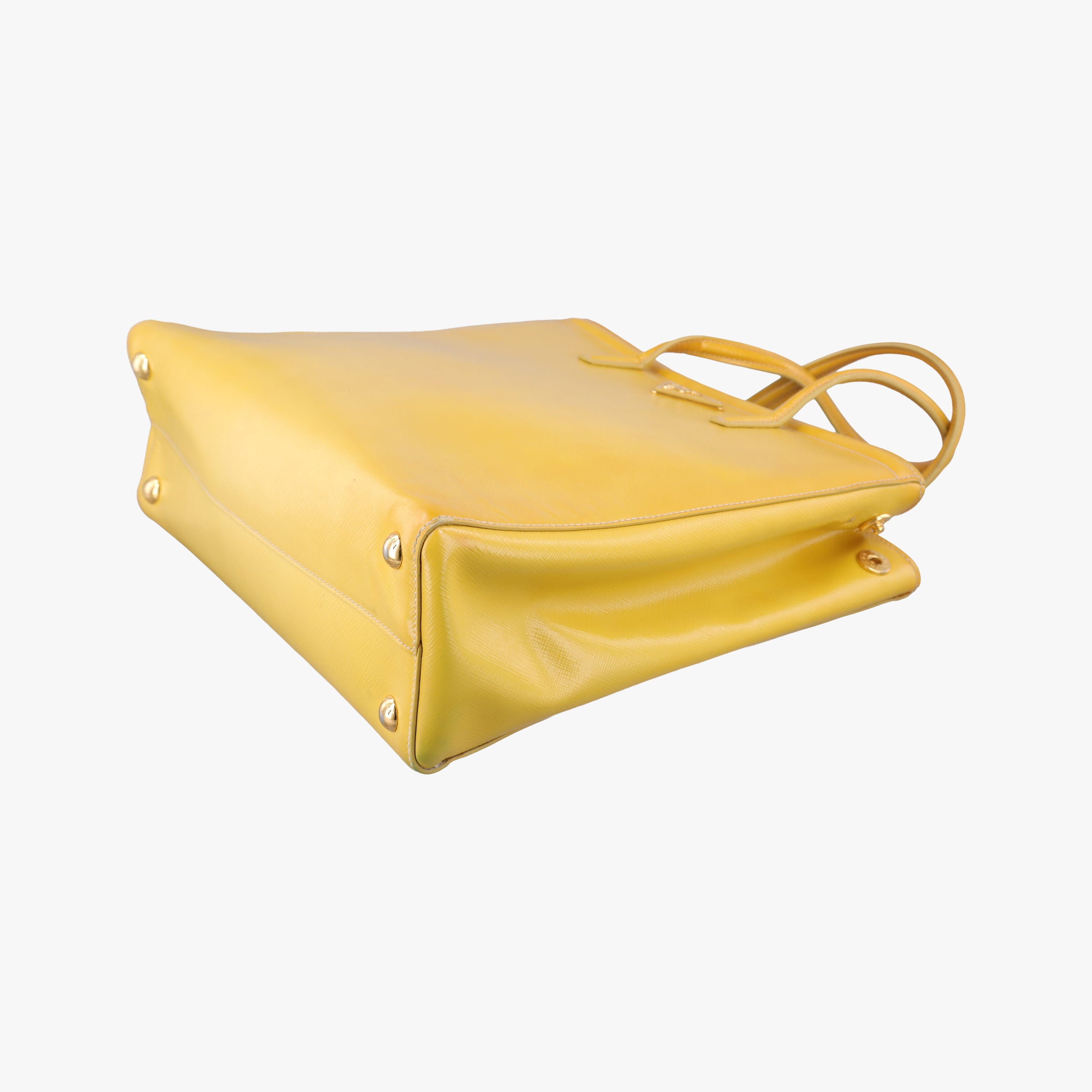 Pre-owned Prada Parabole Tote Yellow SAFFIANO Leather BN2411 shoulderbag | stylenewstar
