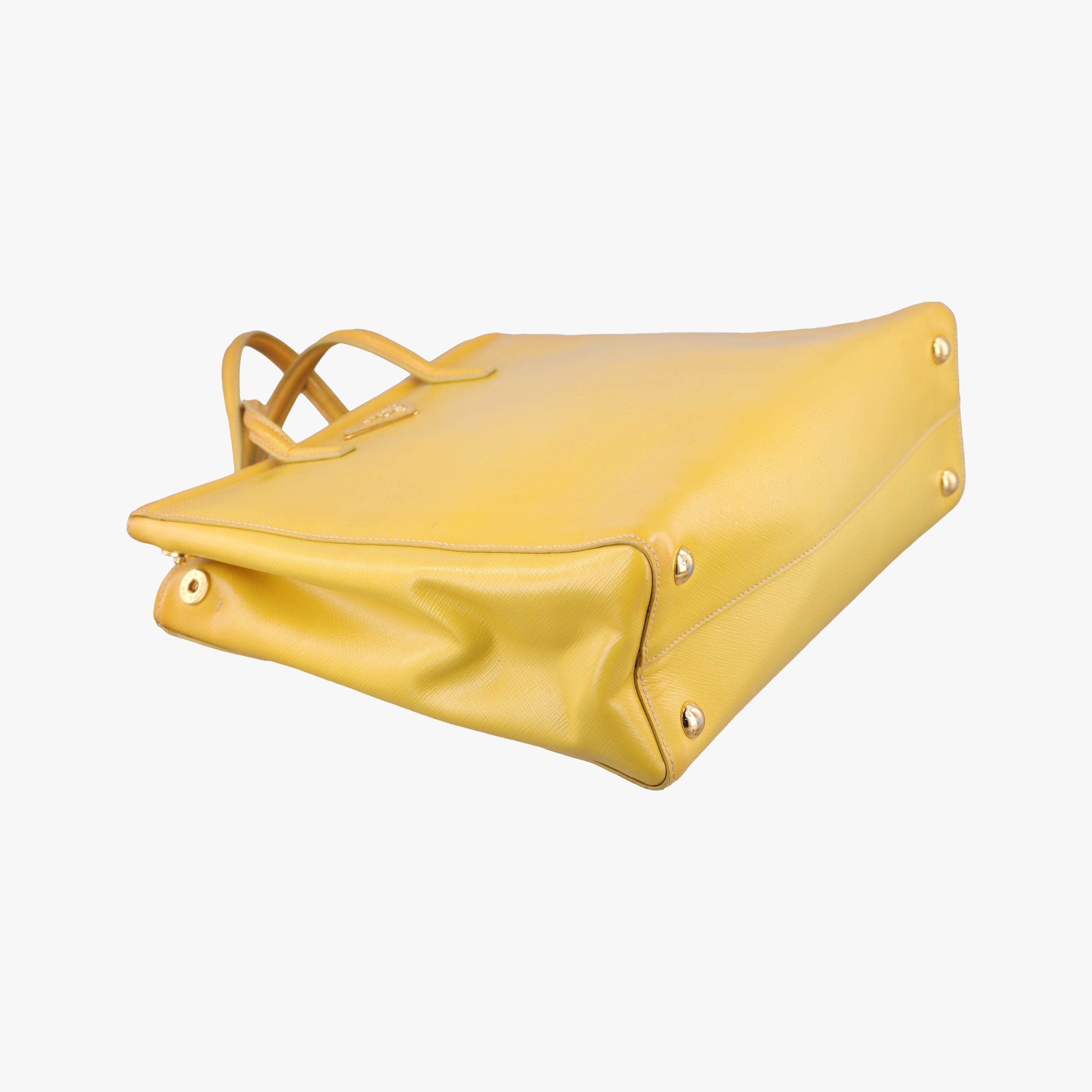 Pre-owned Prada Parabole Tote Yellow SAFFIANO Leather BN2411 shoulderbag | stylenewstar