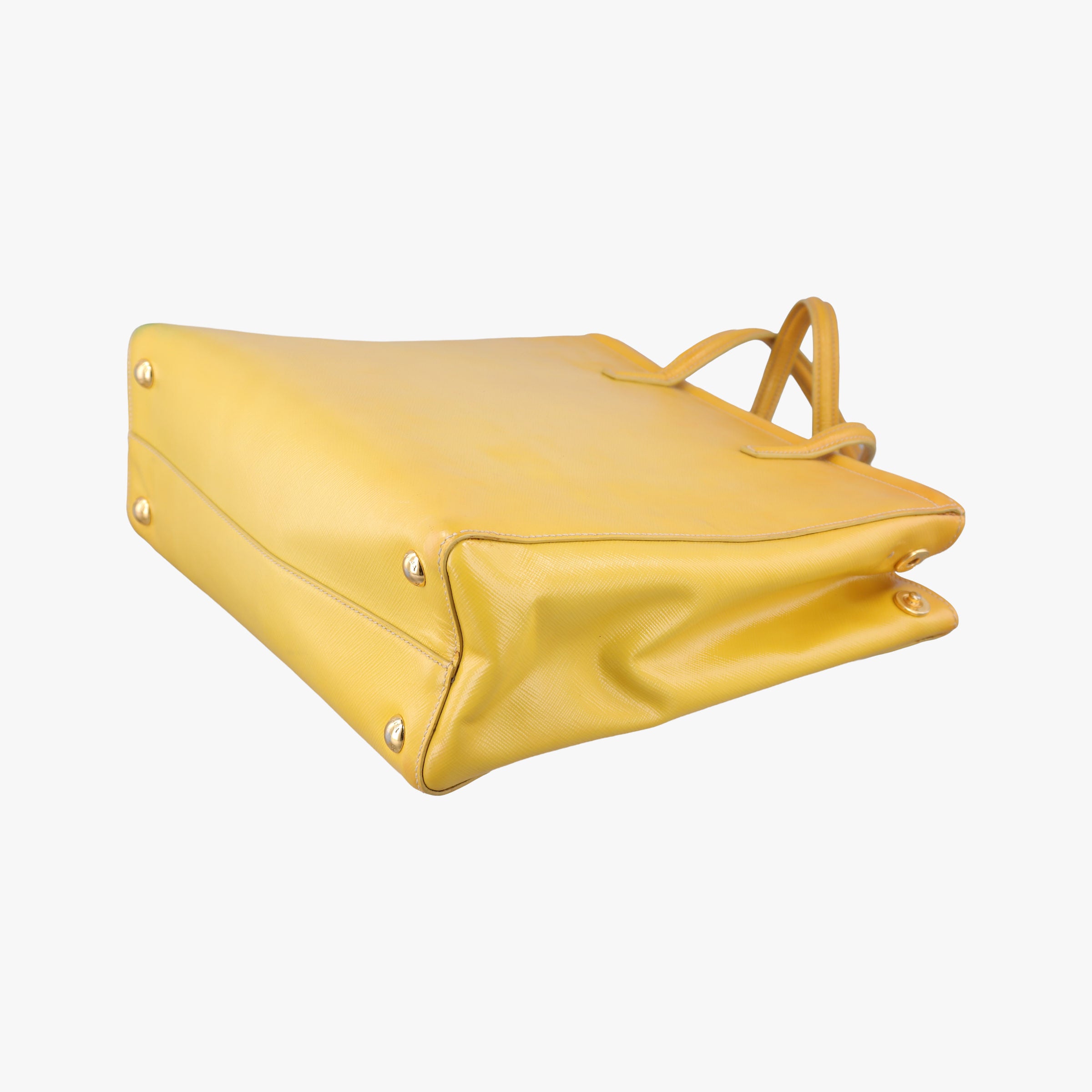 Pre-owned Prada Parabole Tote Yellow SAFFIANO Leather BN2411 shoulderbag | stylenewstar