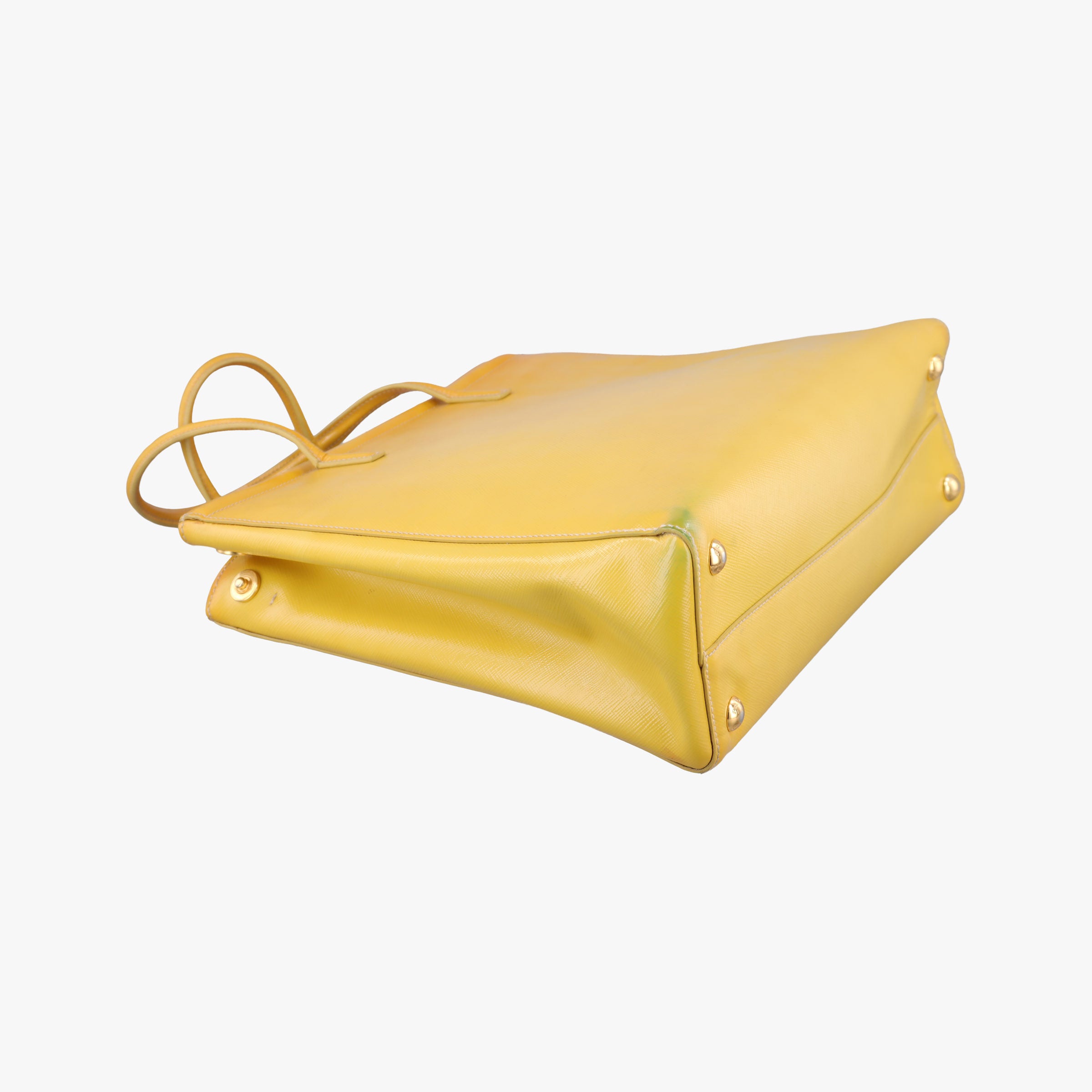 Pre-owned Prada Parabole Tote Yellow SAFFIANO Leather BN2411 shoulderbag | stylenewstar