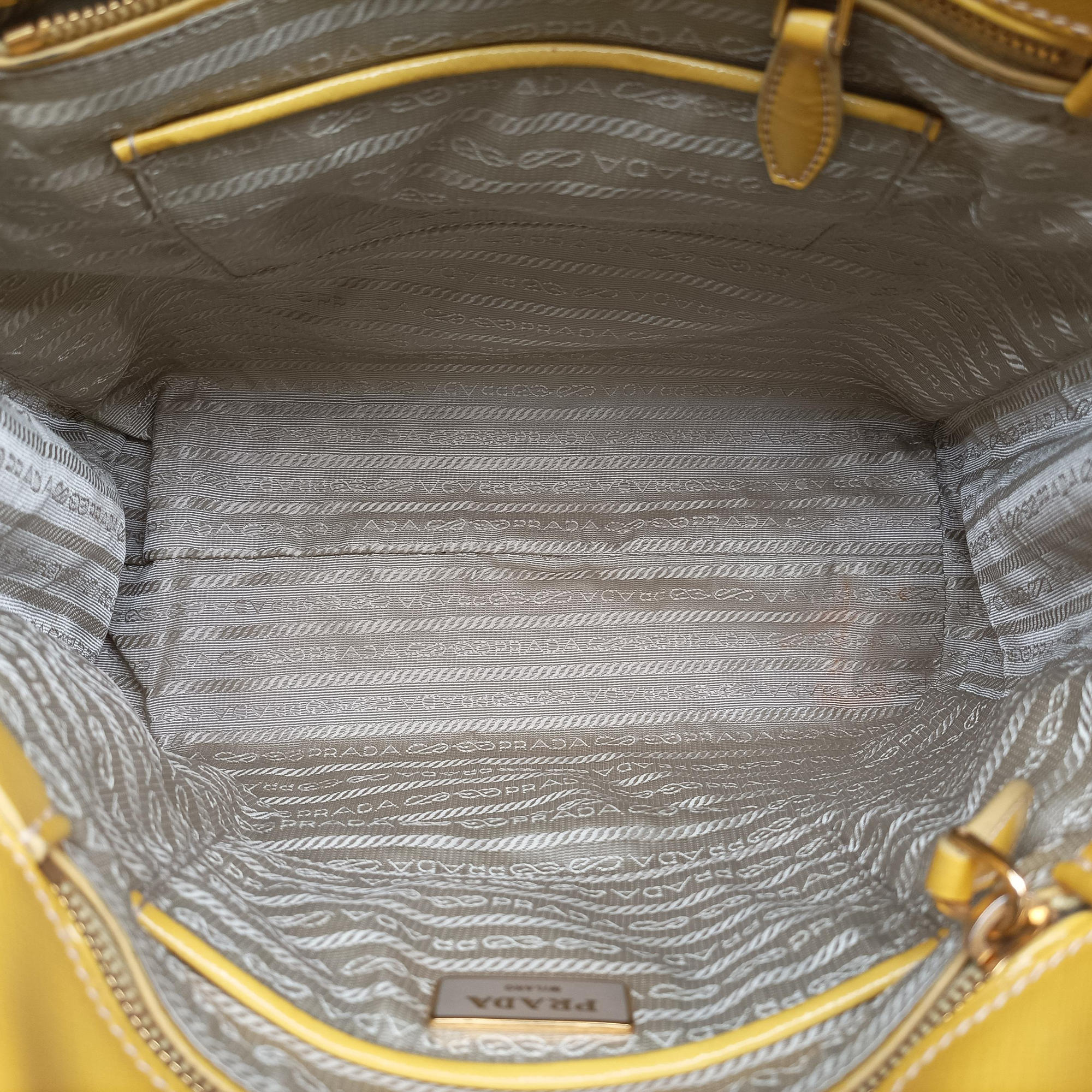Pre-owned Prada Parabole Tote Yellow SAFFIANO Leather BN2411 shoulderbag | stylenewstar