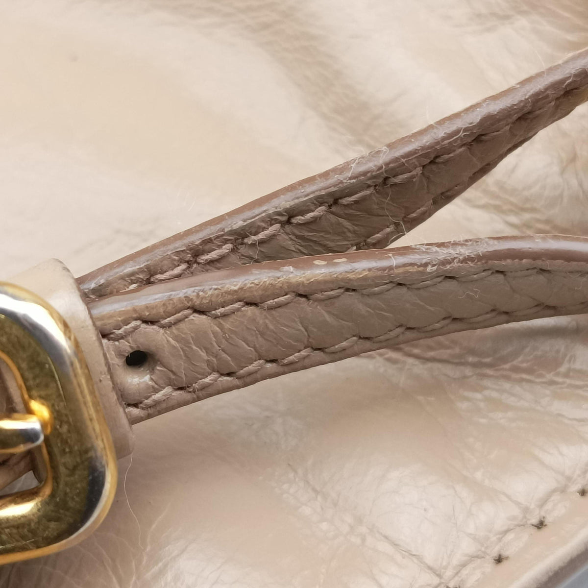 Pre-owned Prada Vitello Shine Argilla Beige Leather  shoulderbag | stylenewstar