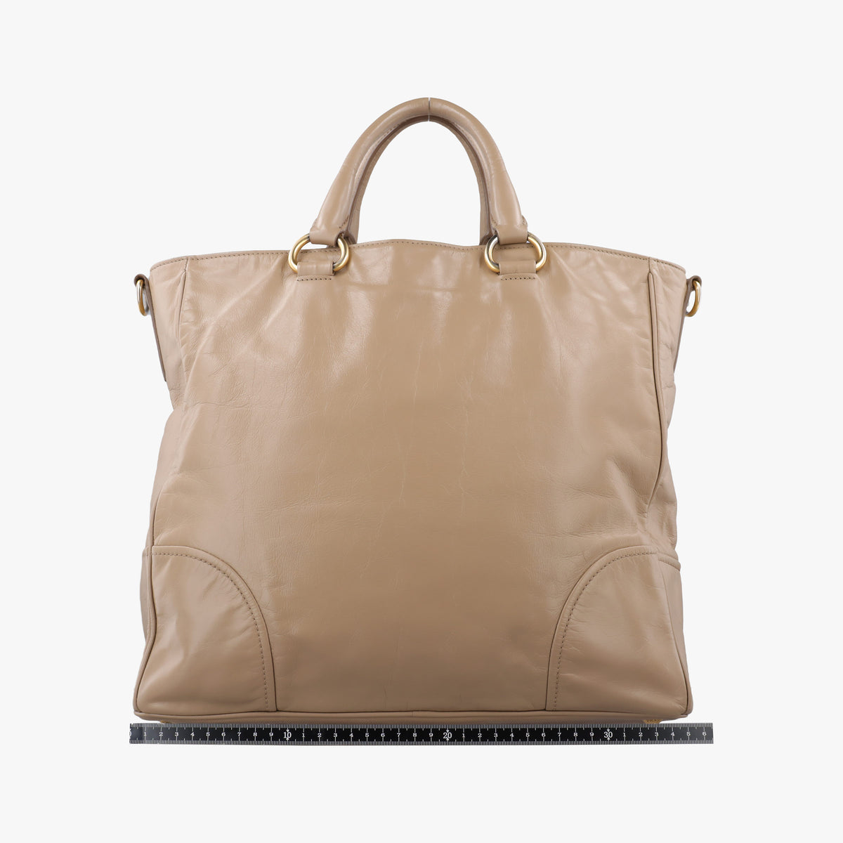 Pre-owned Prada Vitello Shine Argilla Beige Leather  shoulderbag | stylenewstar