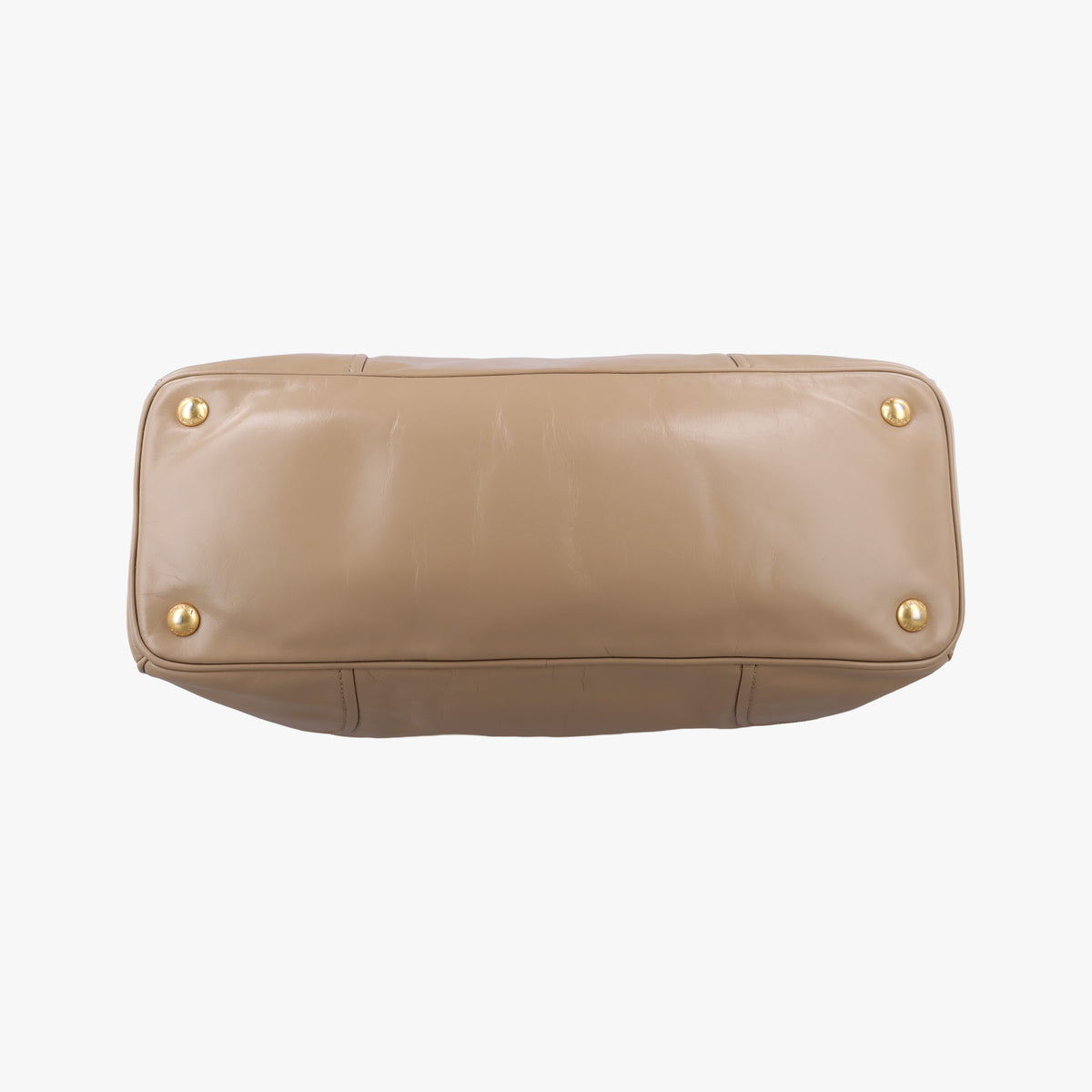 Pre-owned Prada Vitello Shine Argilla Beige Leather  shoulderbag | stylenewstar