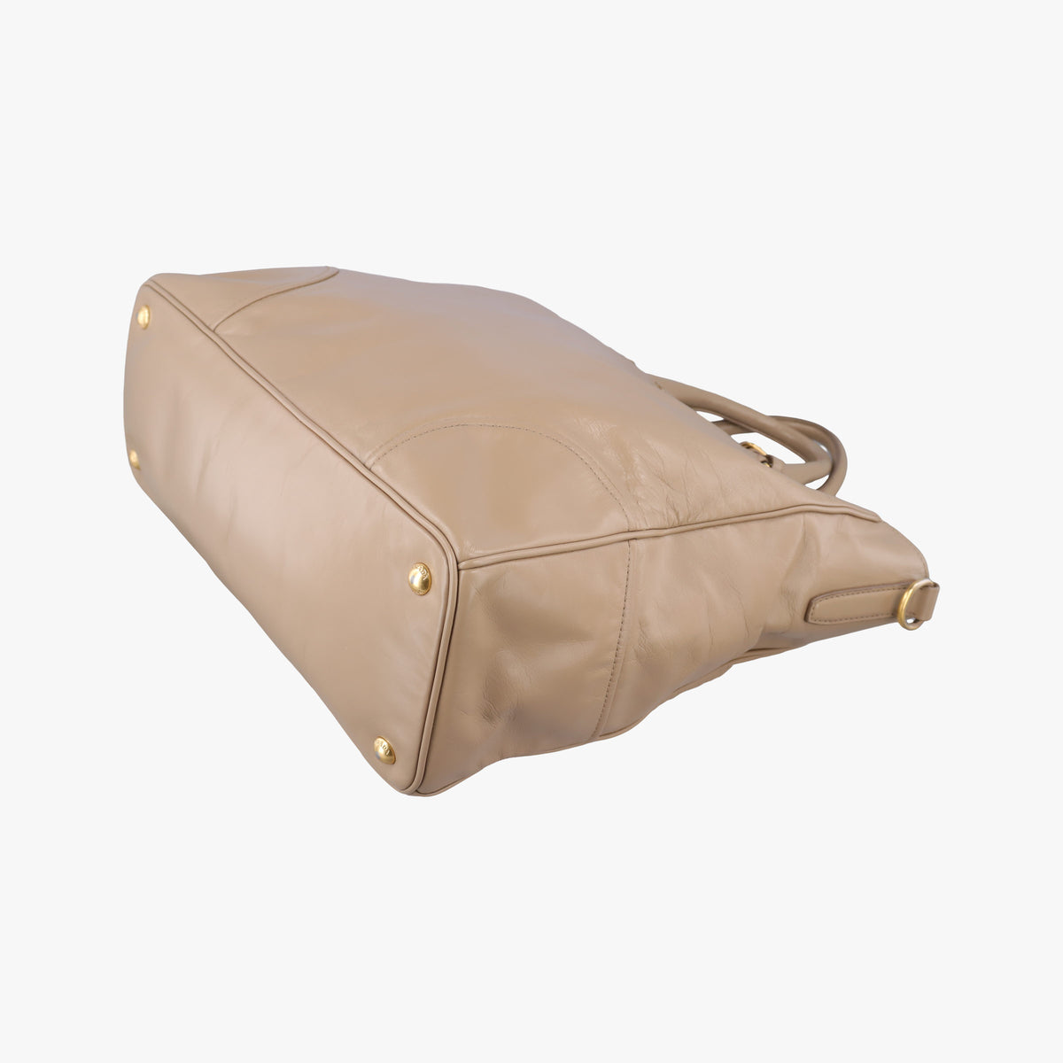 Pre-owned Prada Vitello Shine Argilla Beige Leather  shoulderbag | stylenewstar
