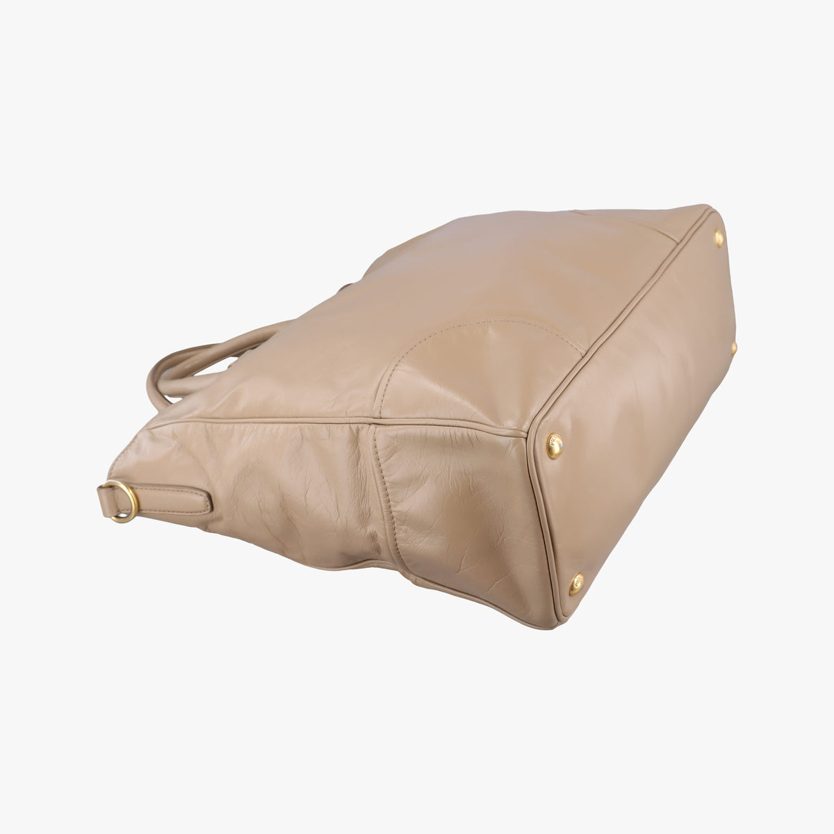 Pre-owned Prada Vitello Shine Argilla Beige Leather  shoulderbag | stylenewstar