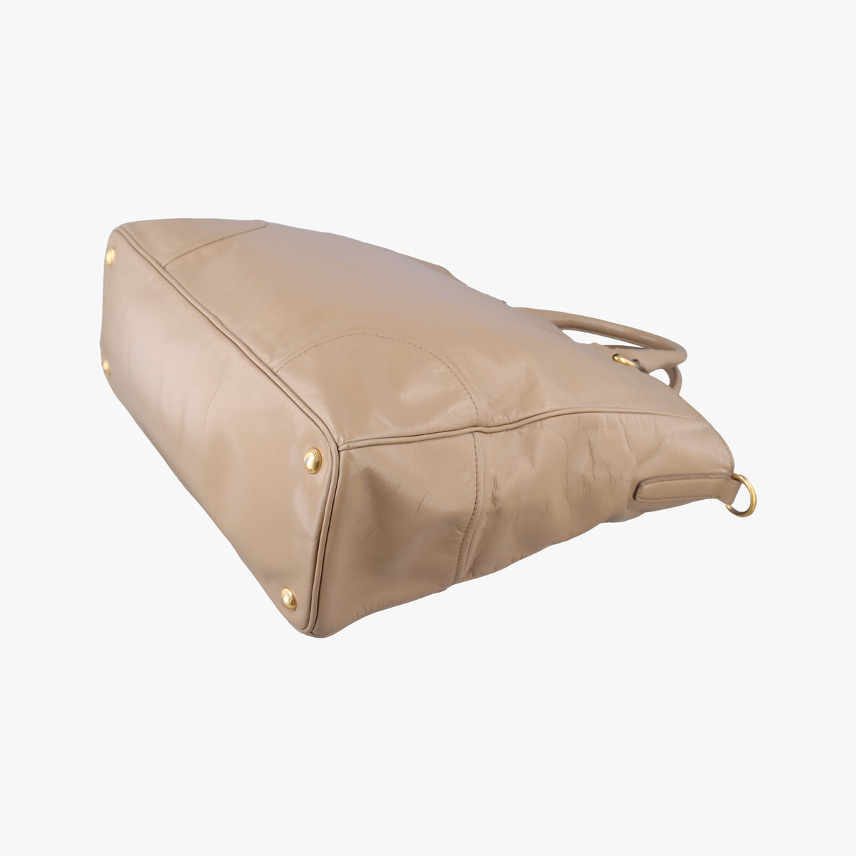 Pre-owned Prada Vitello Shine Argilla Beige Leather  shoulderbag | stylenewstar