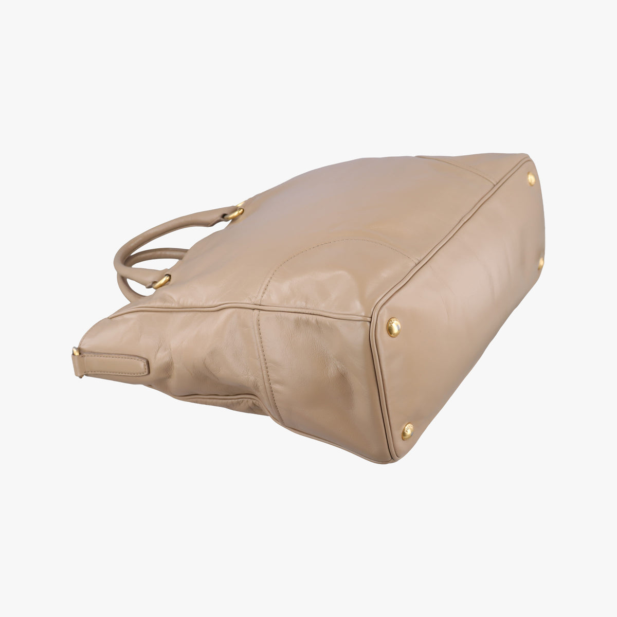 Pre-owned Prada Vitello Shine Argilla Beige Leather  shoulderbag | stylenewstar