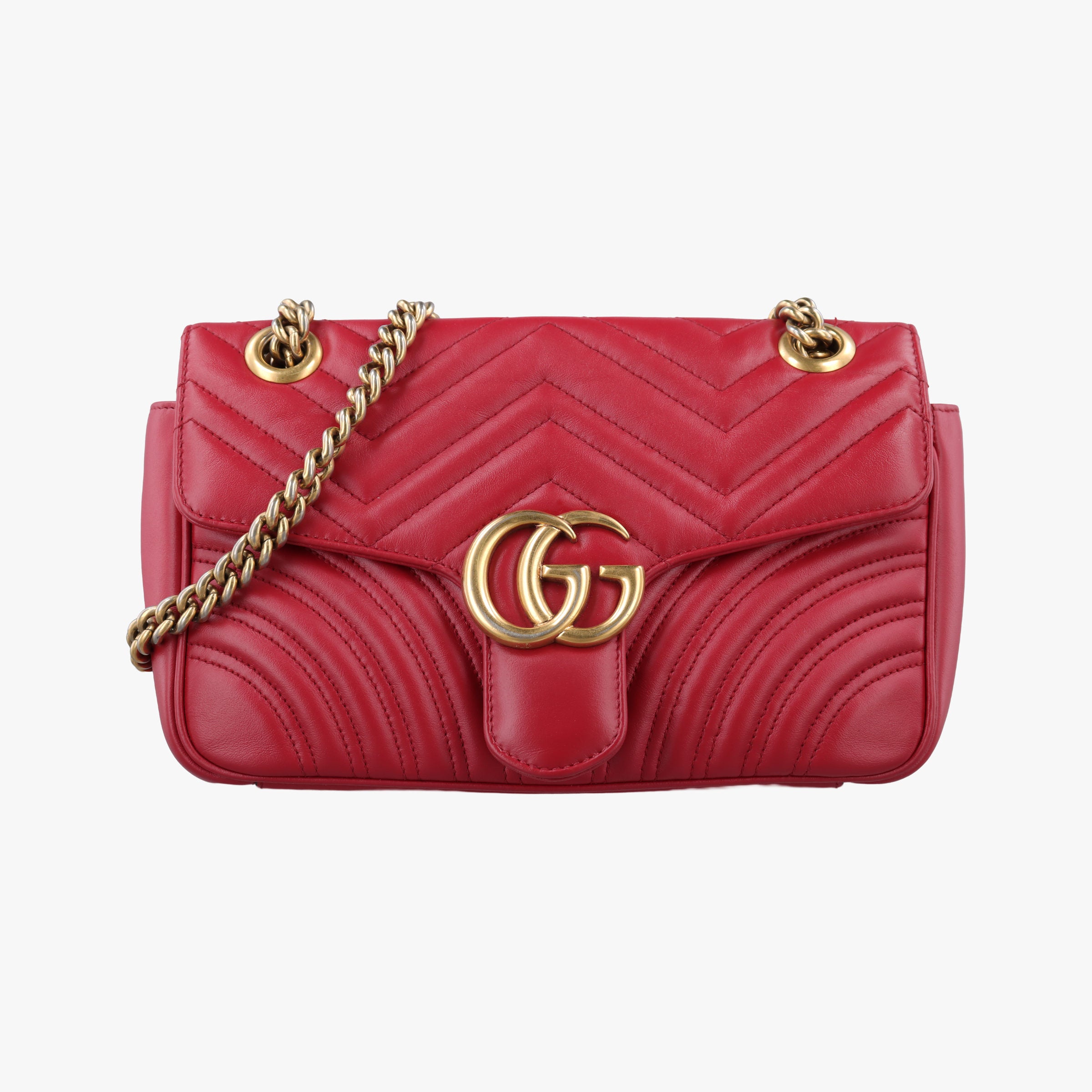 Pre-owned Gucci GG Marmont Red Leather 443497 shoulderbag | stylenewstar