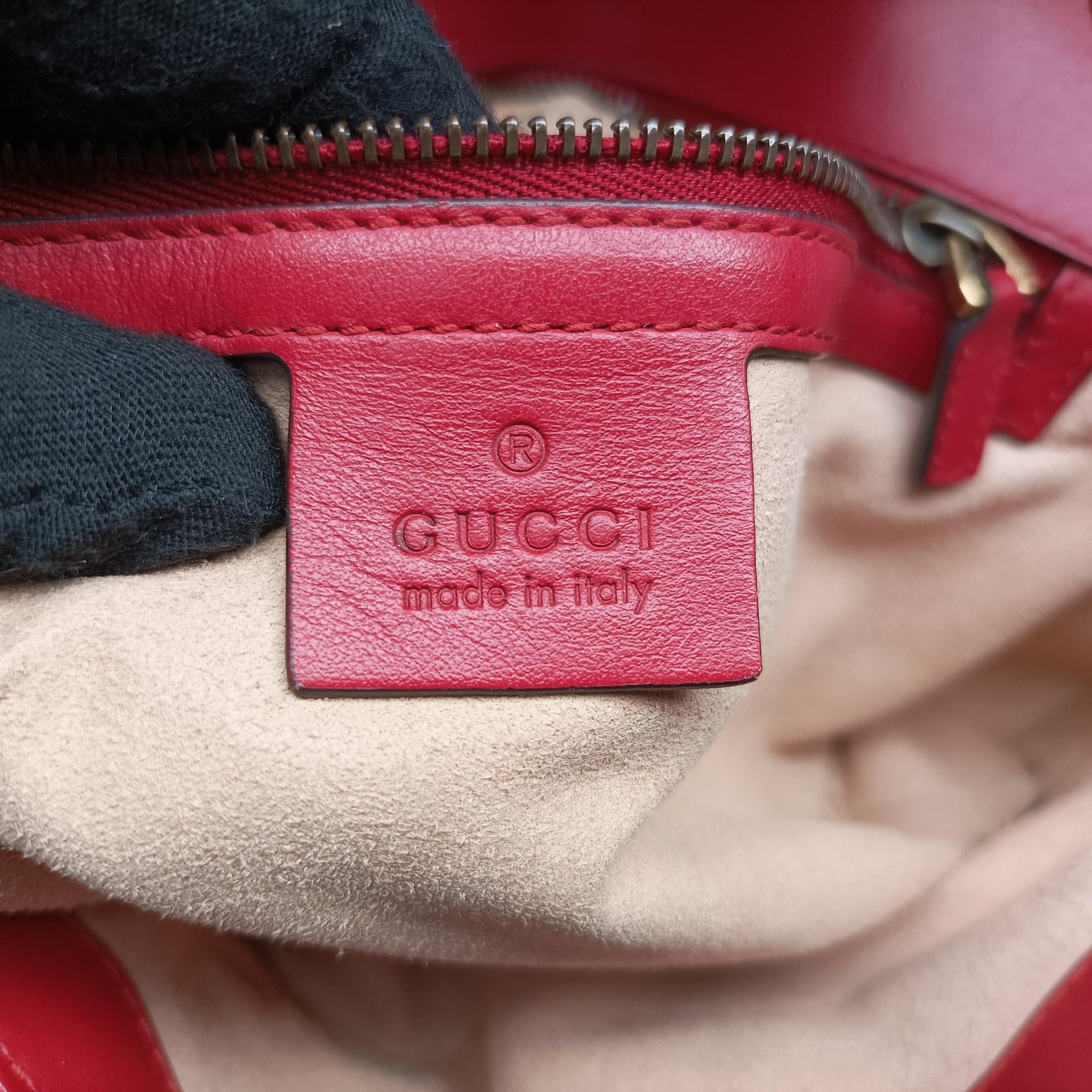 Pre-owned Gucci GG Marmont Red Leather 443497 shoulderbag | stylenewstar