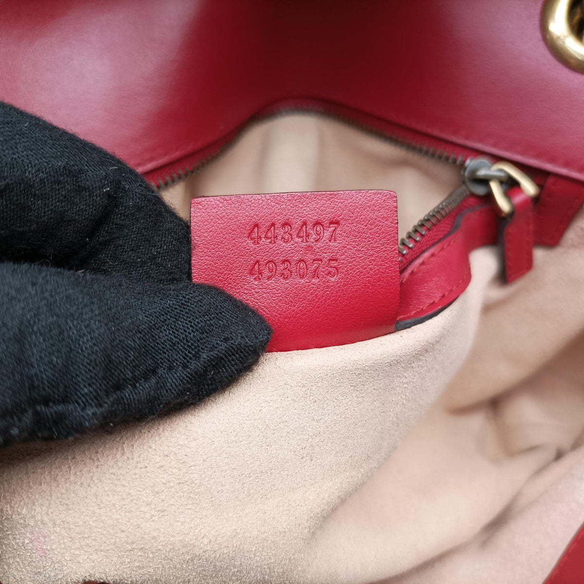 Pre-owned Gucci GG Marmont Red Leather 443497 shoulderbag | stylenewstar