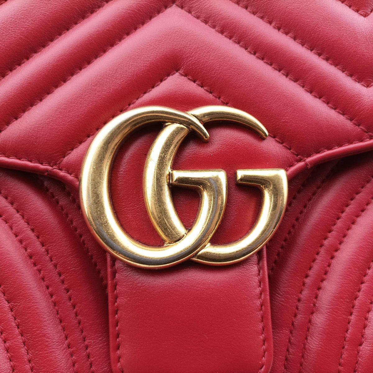 Pre-owned Gucci GG Marmont Red Leather 443497 shoulderbag | stylenewstar